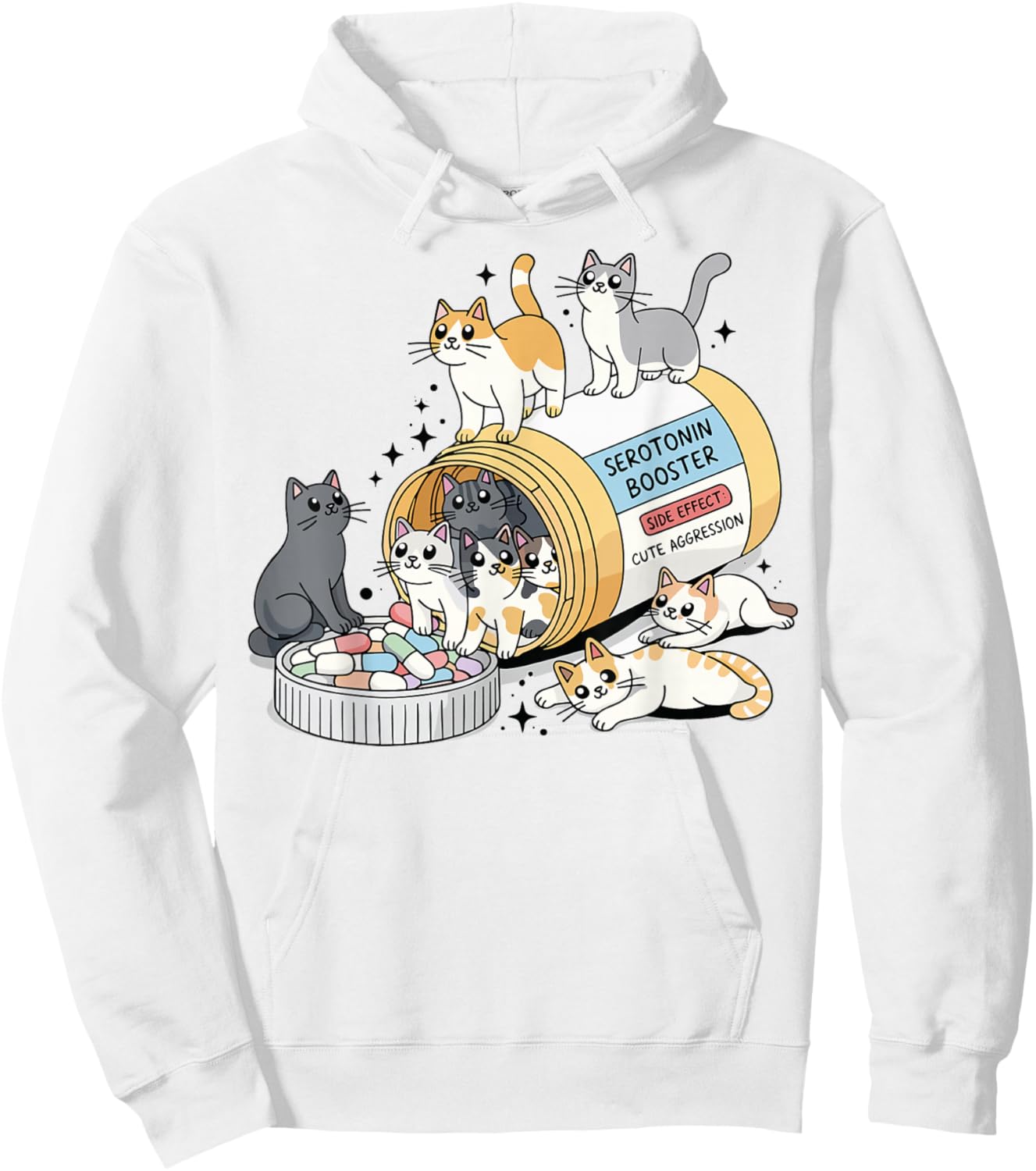 Funny Cat Lover Mental Health Serotonin Booster Hoodie - Hoodie | White