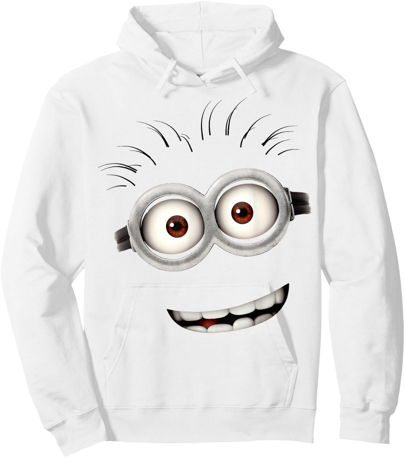 Despicable Me Minions Bob Smiling Face Graphic Short Sleeve Hoodie - Hoodie | White