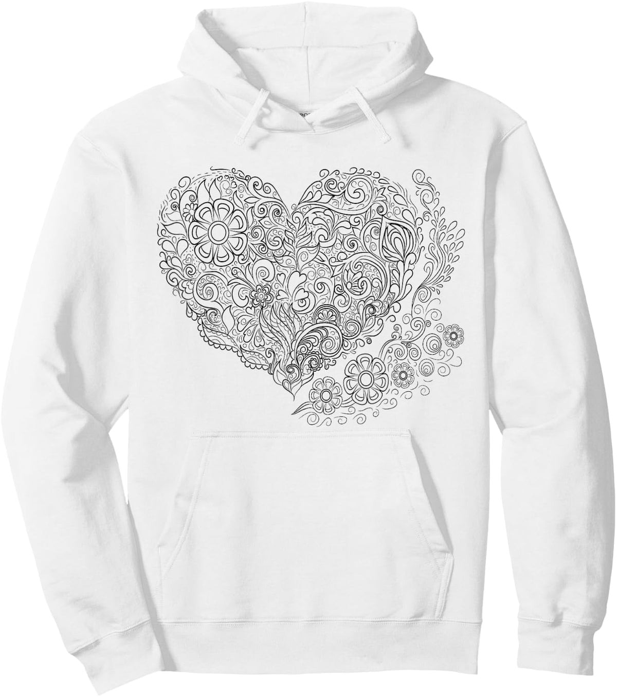 Heart Shaped Adult Coloring Book Style Fashion T Shirt Hoodie - Hoodie | White