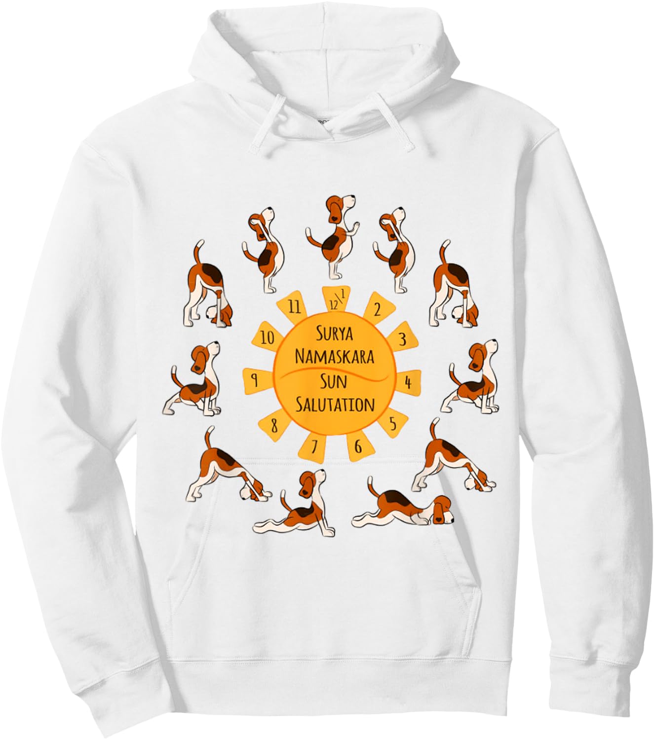 Sun Salutation Dog Puppy Pet Lover Yoga Meditation Women Girls Kids Hoodie - Hoodie | White