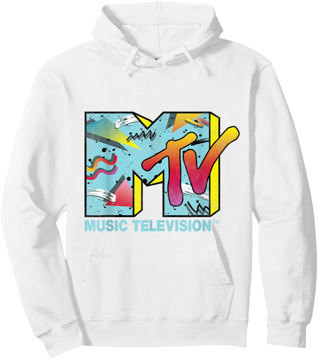 Classic MTV Logo 80s Print Design Hoodie - Hoodie | White