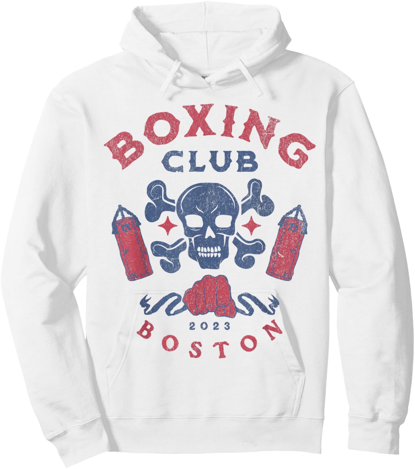 Boxing Club Boston Skull Hoodie - Hoodie | White