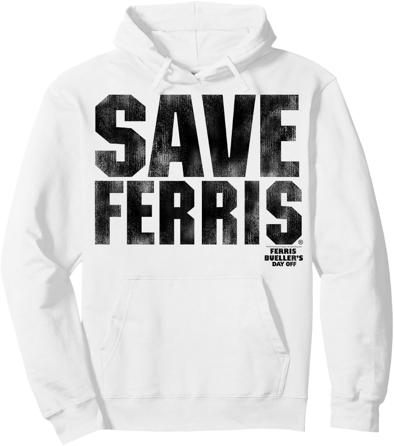 Ferris Bueller's Day Off Save Ferris Bold Black Type Graphic Hoodie - Hoodie | White