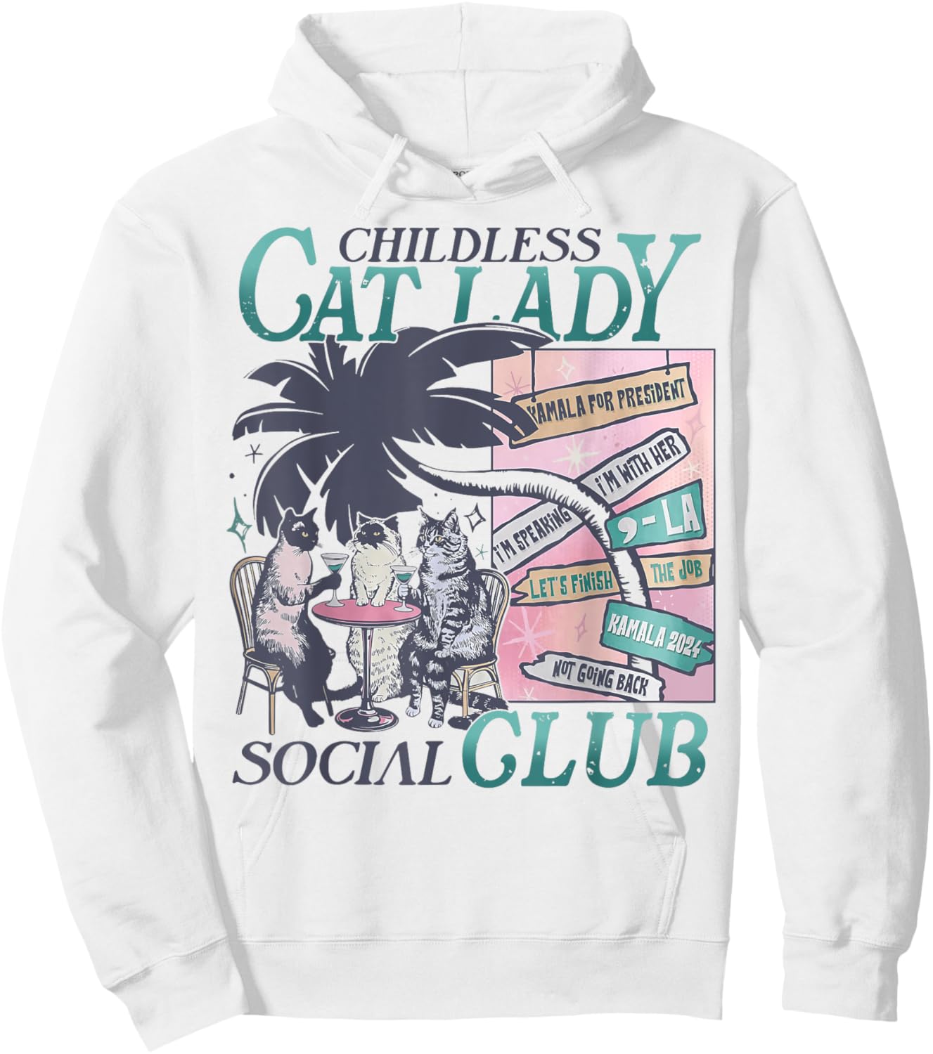 Childless Cat Lady Social Club Democrat Hoodie - Hoodie | White