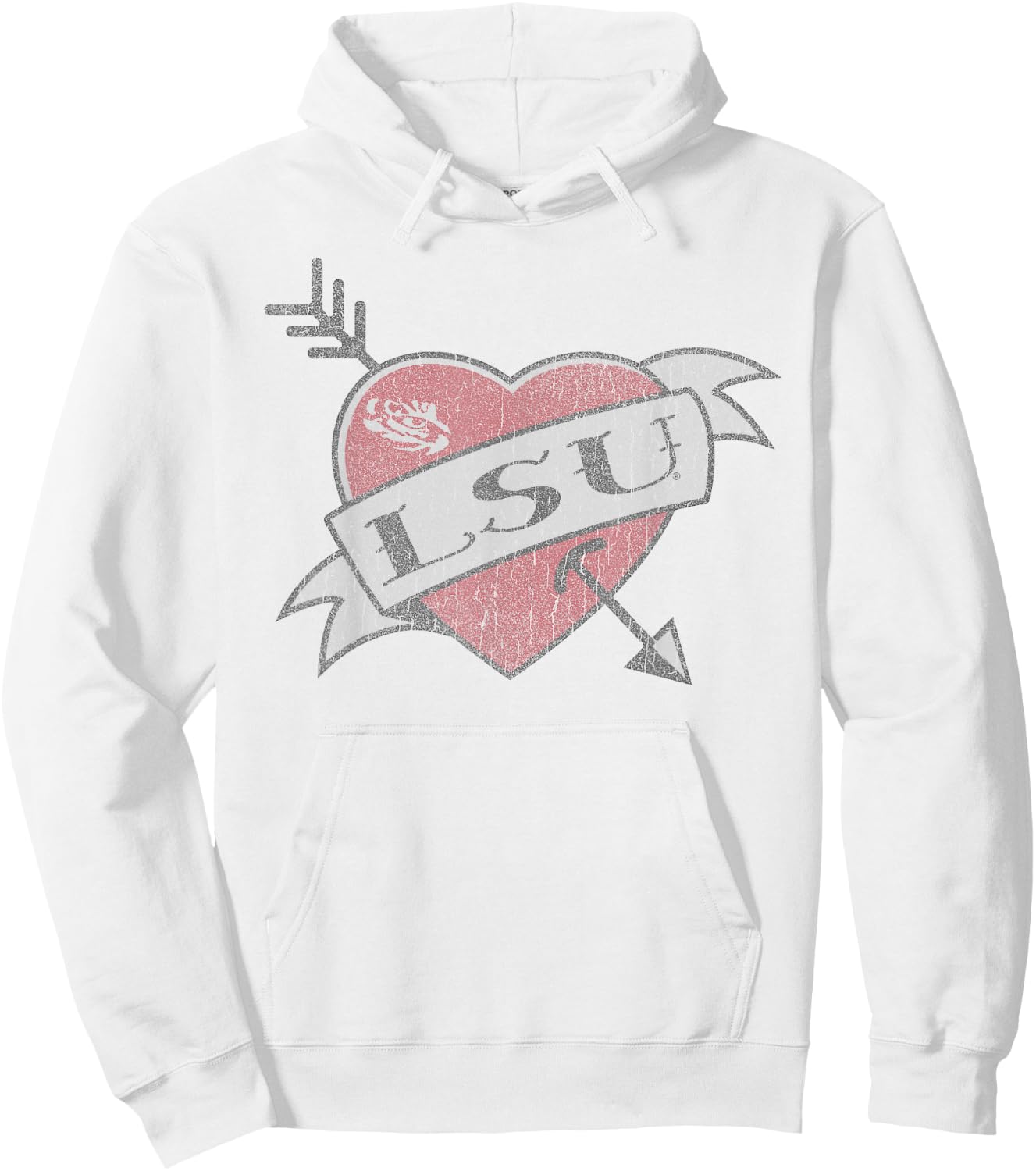 LSU Tigers Valentine Soft Gray Officially Licensed Hoodie - Hoodie | White