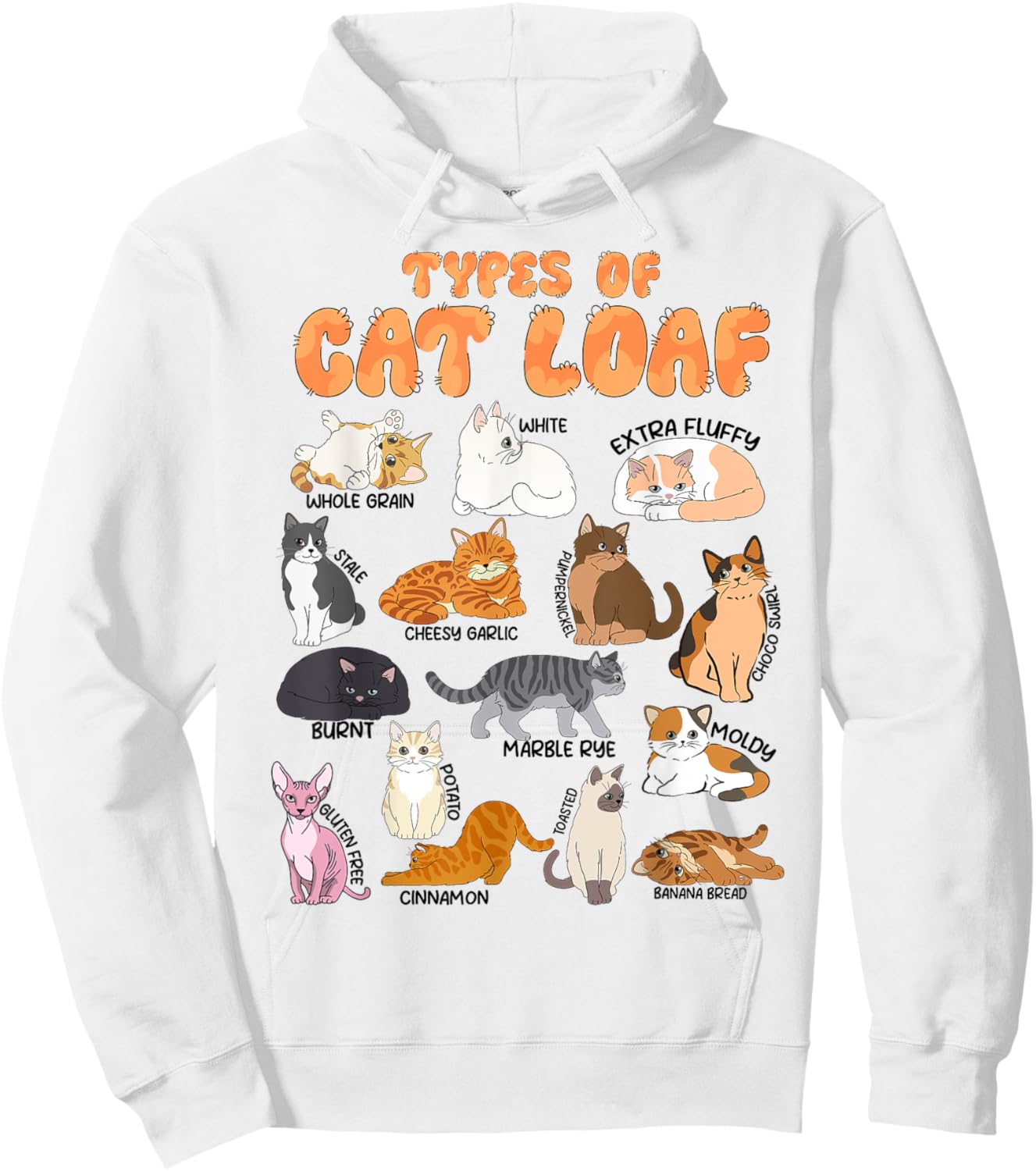 Teen Girl Types of Cat Loaf Cute Funny Tabby Tuxedo Cat Mom Hoodie - Hoodie | White