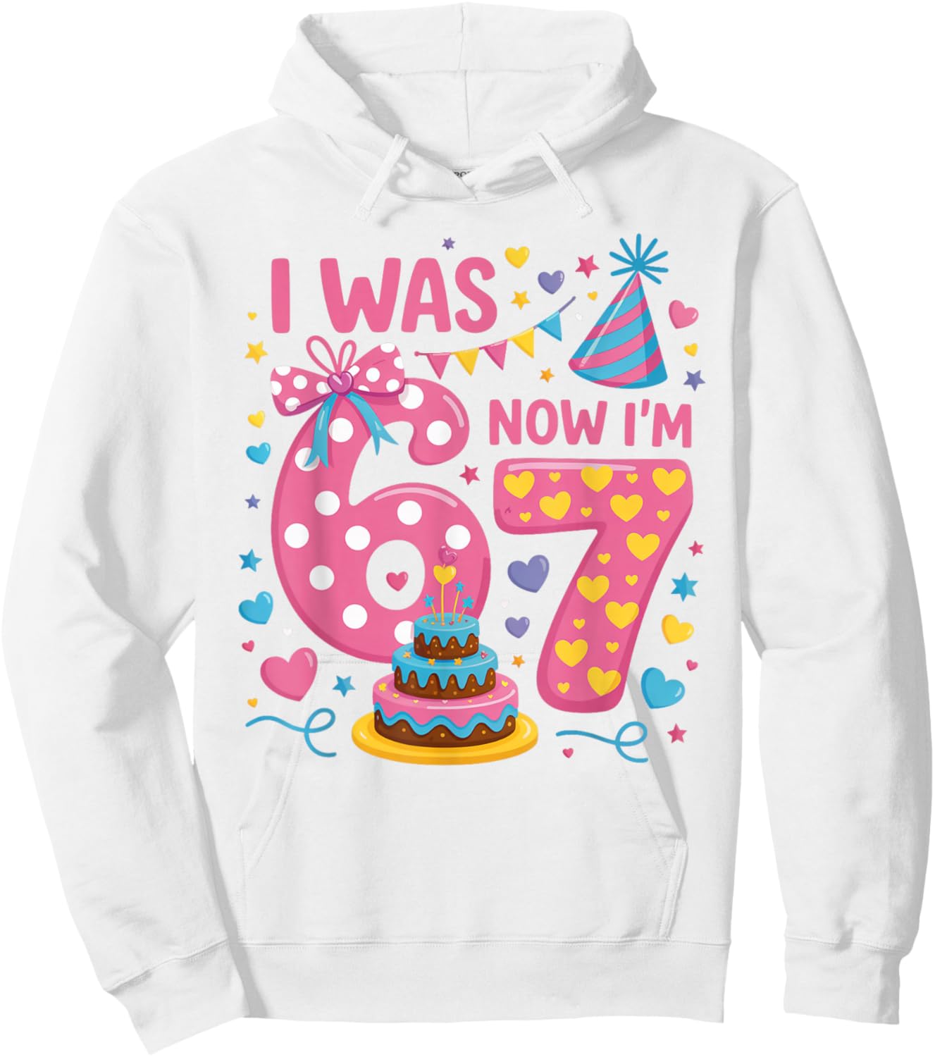 I was 6 Now I'm 7 7th Birthday Girl Funny Six Seven 6 7 Kids Hoodie - Hoodie | White