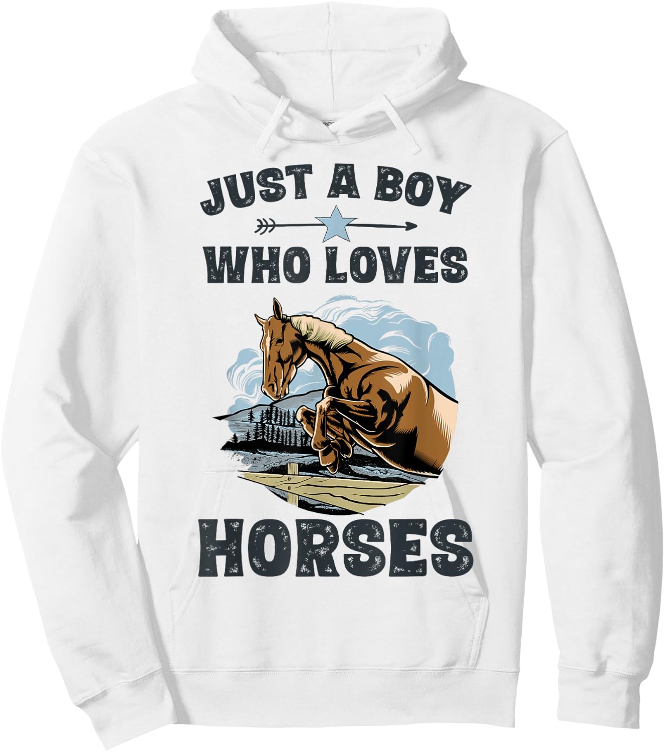 Just A Boy Who Loves Horses Shirt Horse Equestrian Boys Hoodie - Hoodie | White