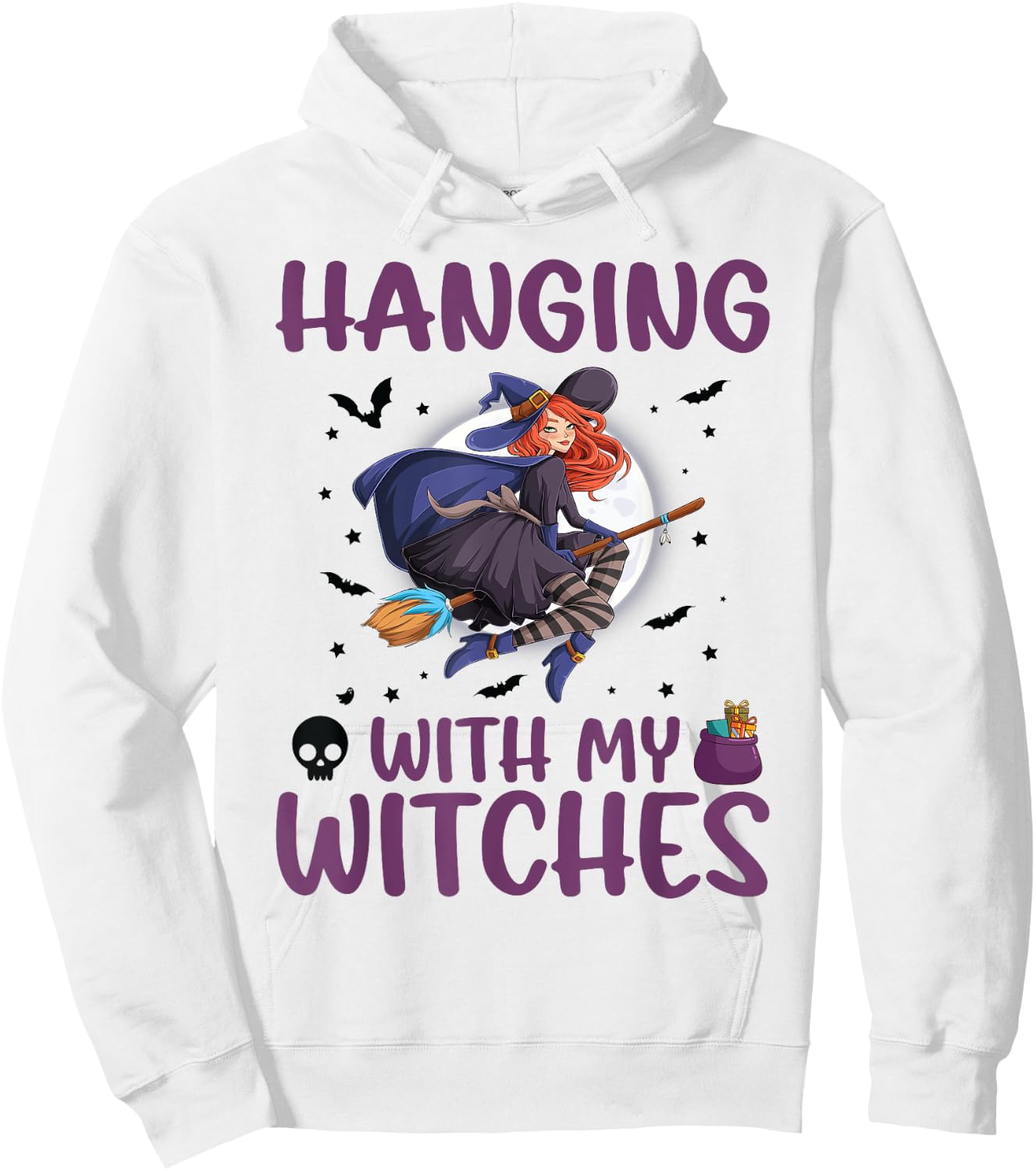 Hanging Out With My Witches, Witches Bat Spooky Halloween Hoodie - Hoodie | White