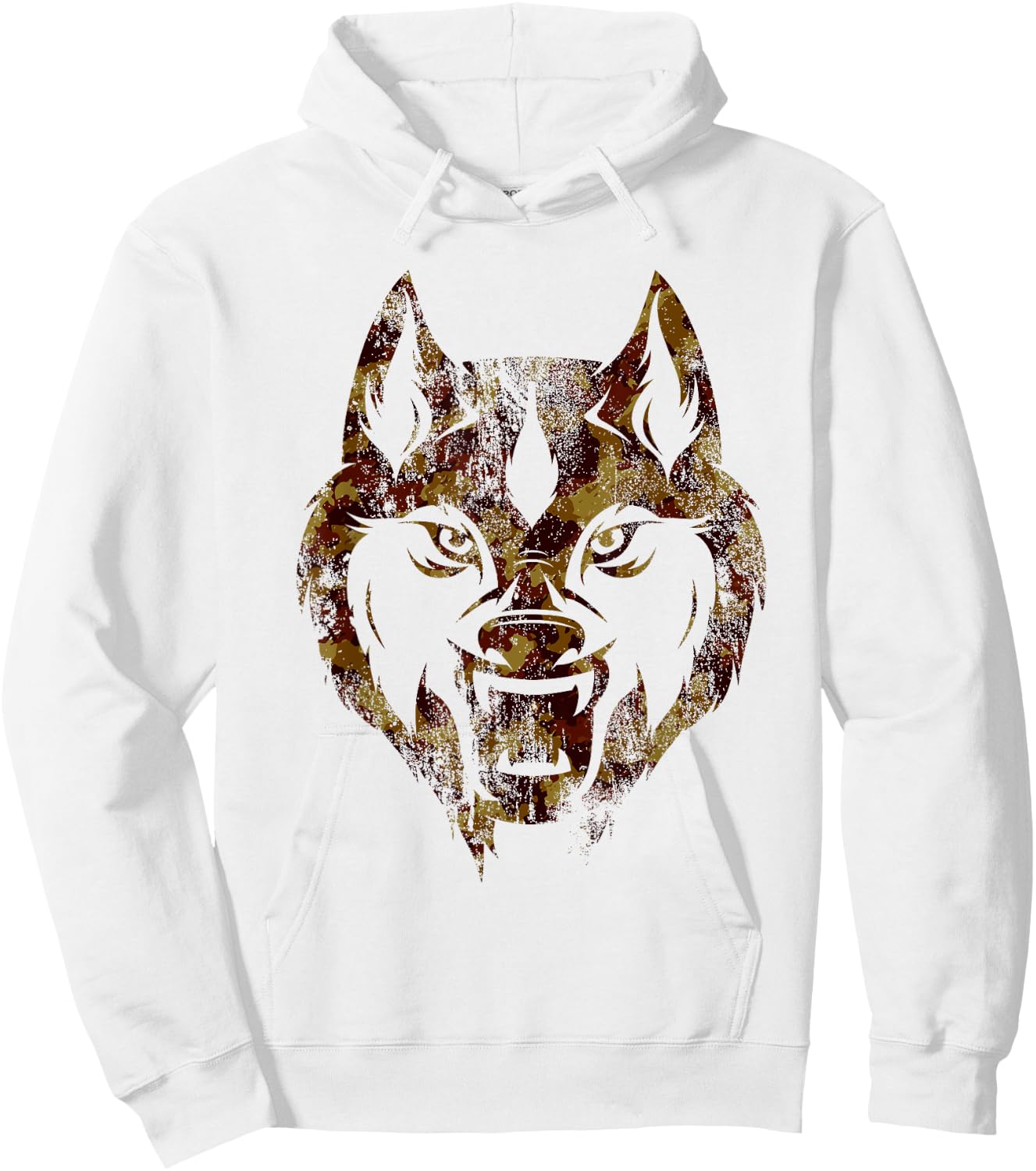 Fierce Wolf head camo design T shirt gift Hoodie - Hoodie | White