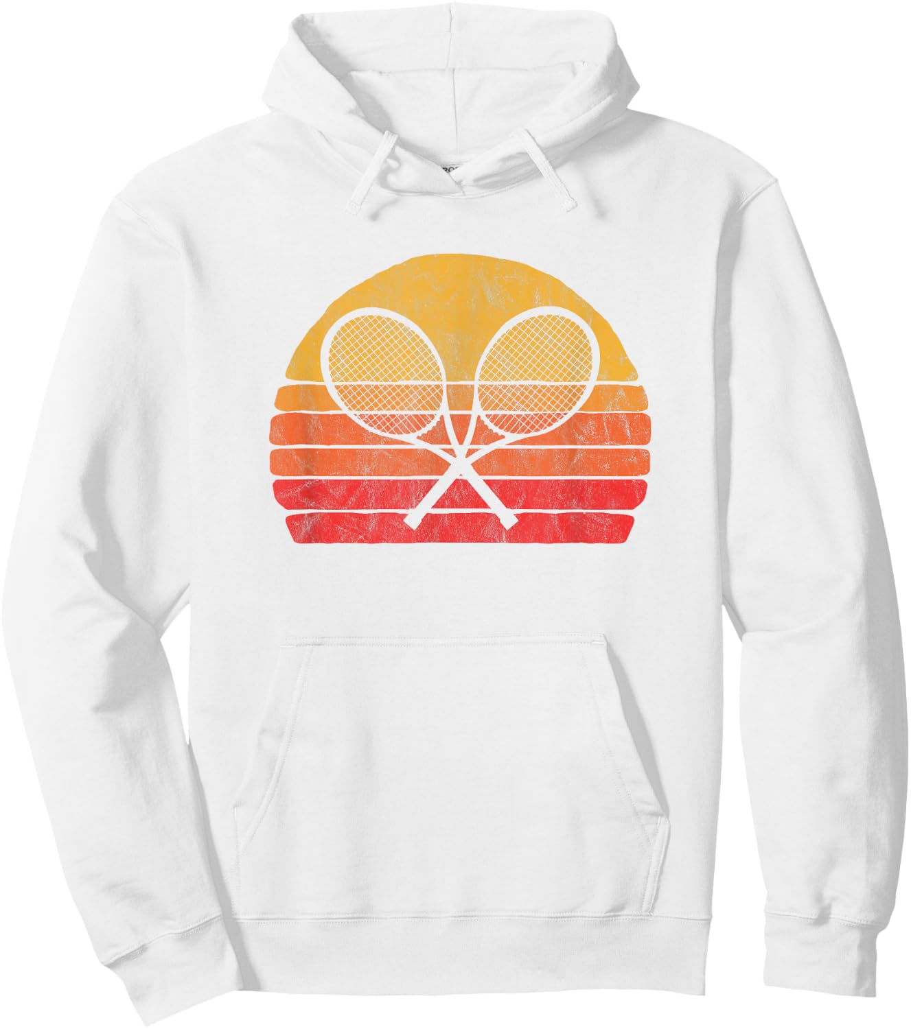Crossed Tennis Racquets Retro 80s Sun Vintage Graphic Hoodie - Hoodie | White