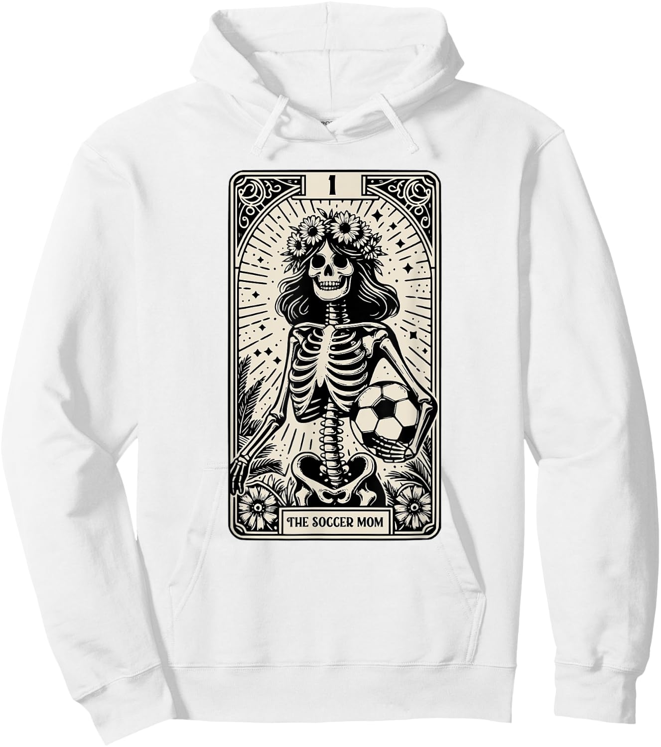 Soccer Mom Skeleton Tarot Card Vintage Halloween Hoodie - Hoodie | White