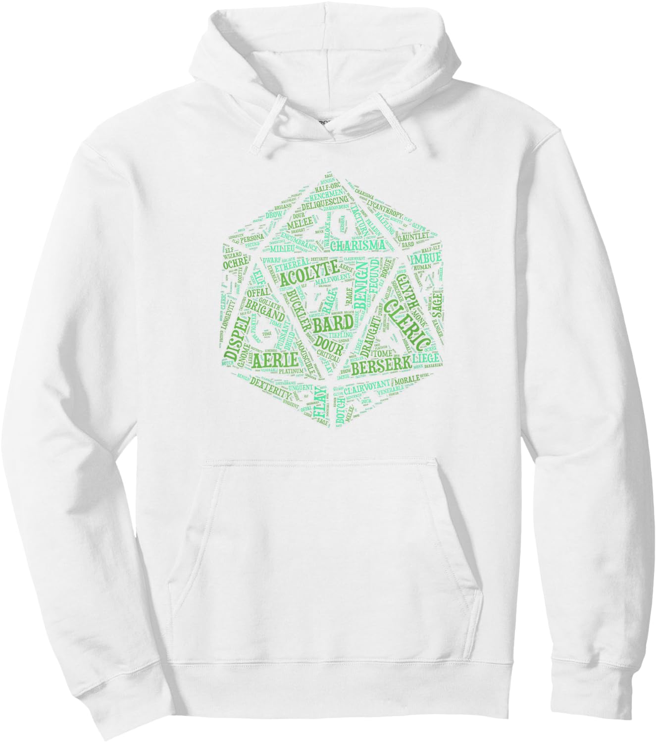 Tabletop Roleplay Adventure d20 Word Art Dice Hoodie - Hoodie | White