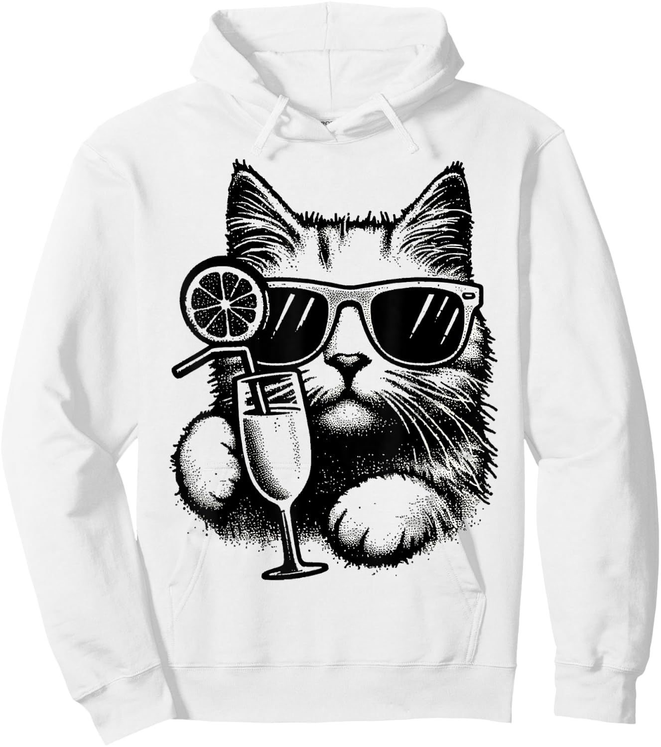 Vintage Cat Funny Mimosa Women Hoodie - Hoodie | White