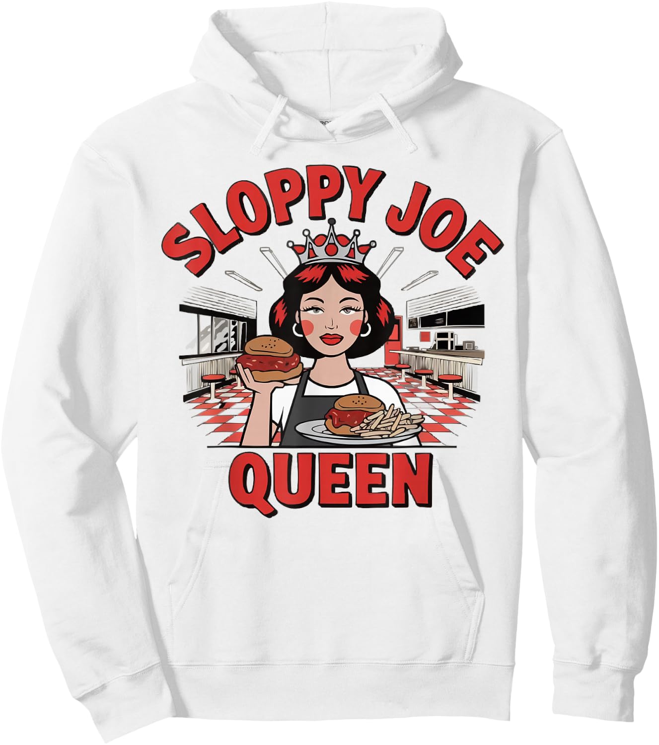 Sloppy Joe Queen | Funny Food Lover Hoodie - Hoodie | White