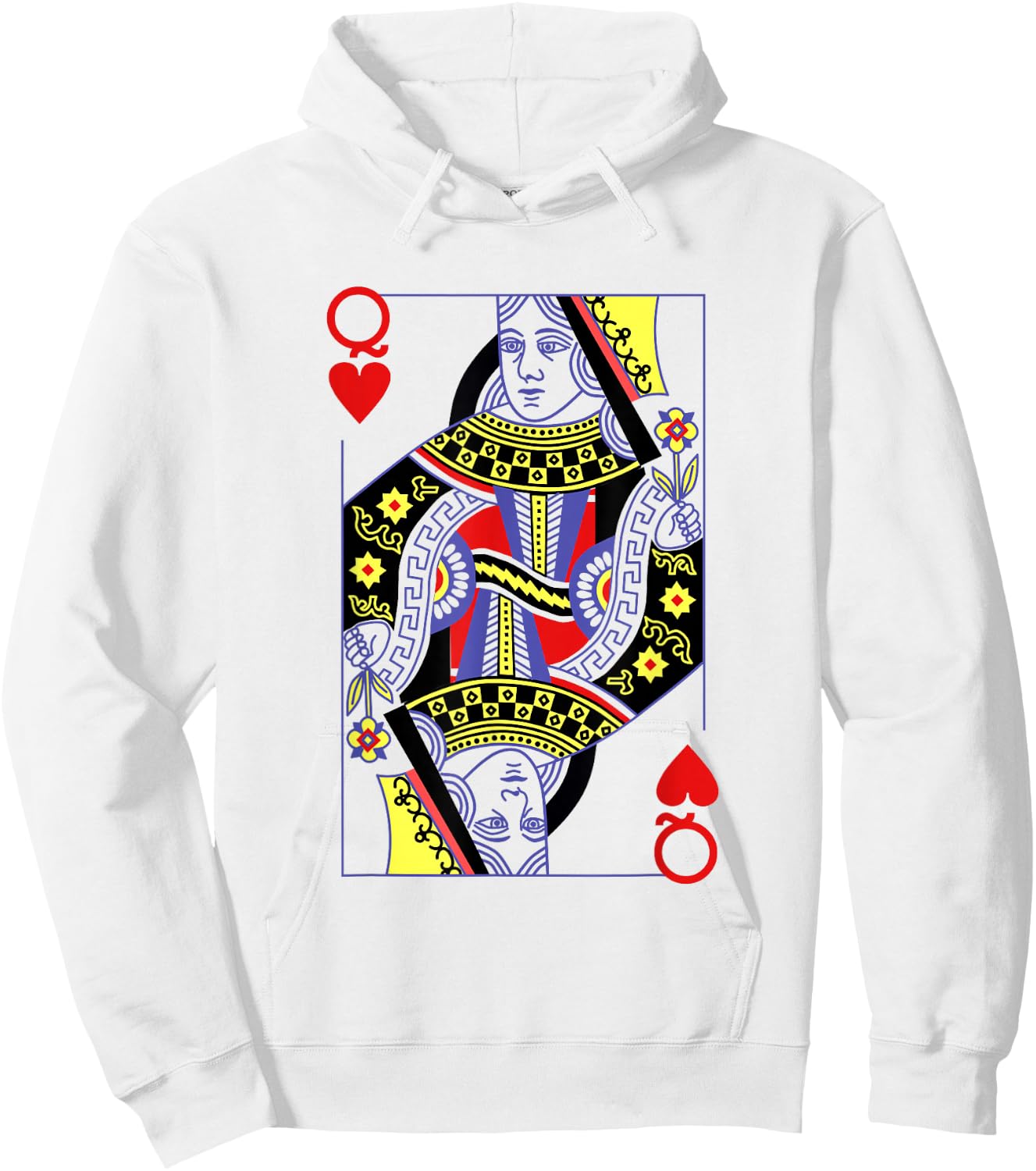 Queen Of Hearts Deck Of Cards Playing Cards Halloween Poker Hoodie - Hoodie | White