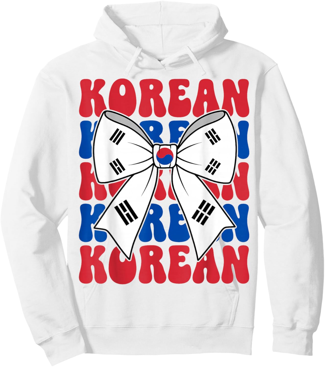 Korean Coquette Bow Korea Flag Retro Groovy Korean Girl Hoodie - Hoodie | White
