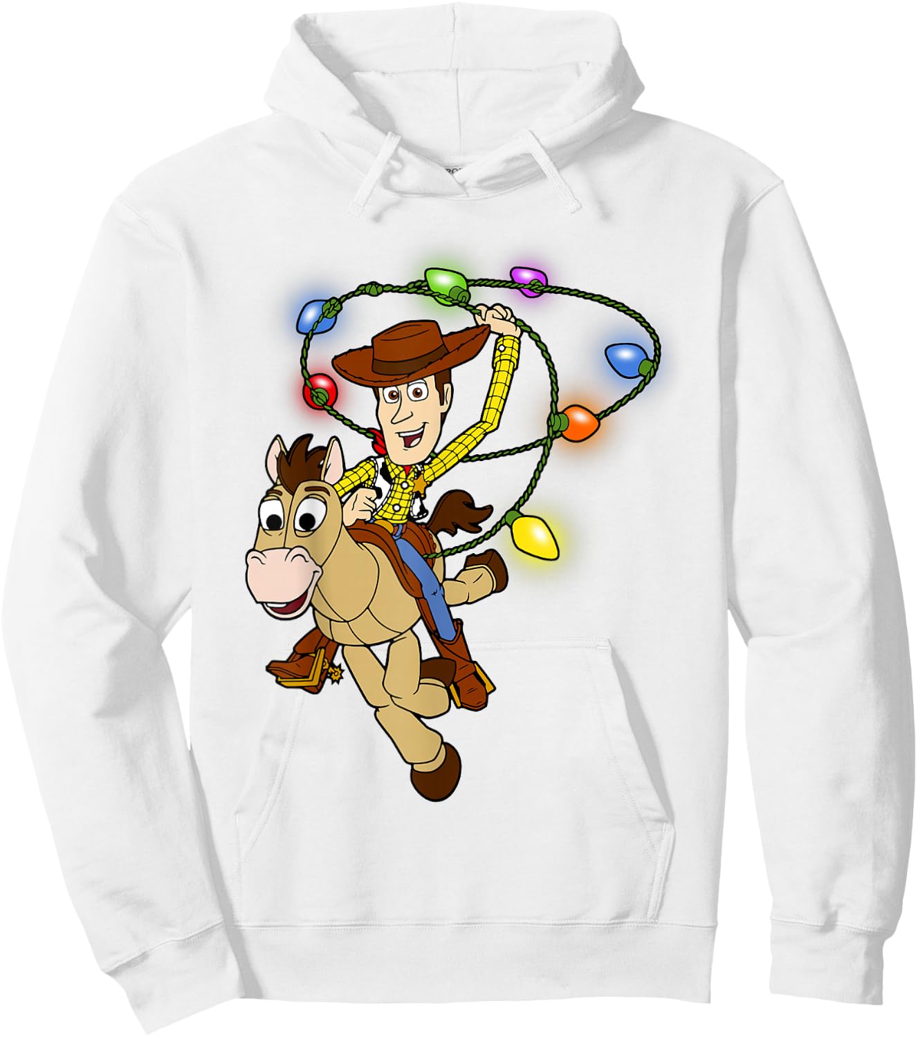 Disney Pixar Toy Story Woody Christmas Light Lasso Hoodie - Hoodie | White