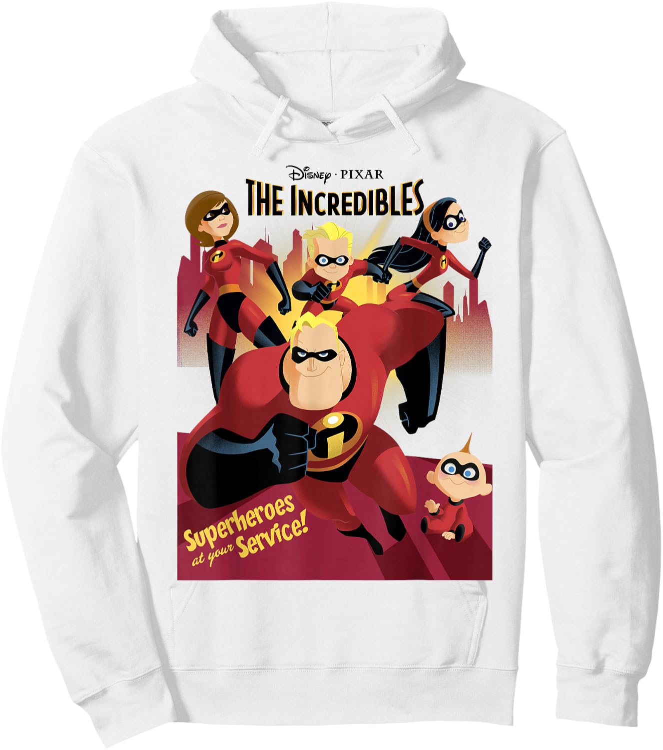 Disney Pixar The Incredibles Superhero Group Poster Retro Hoodie - Hoodie | White