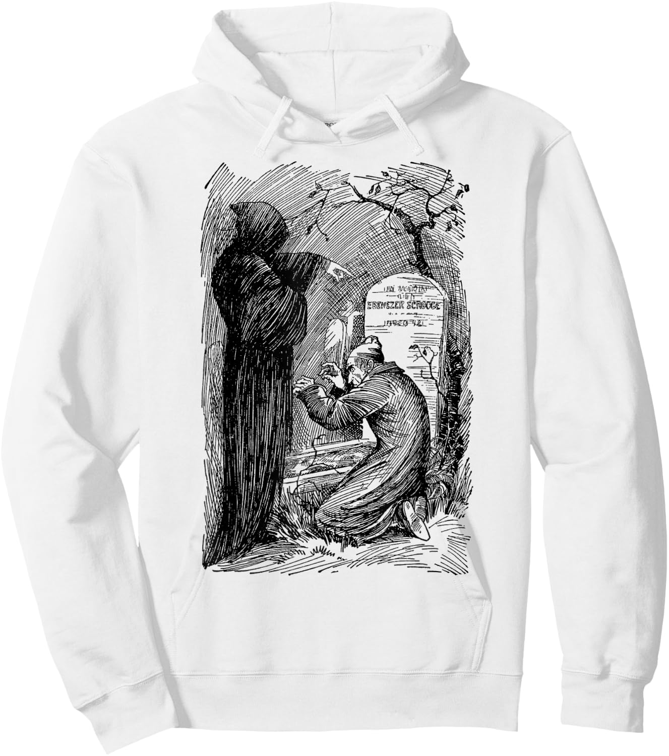 A Christmas Carol Scrooge Adult Classic Fit Grey - Small - Short Sleeve - Vintage Gothic - Themed Design (Charles Dickens' A Christmas Carol) - Halloween, Christmas Hoodie - Hoodie | White