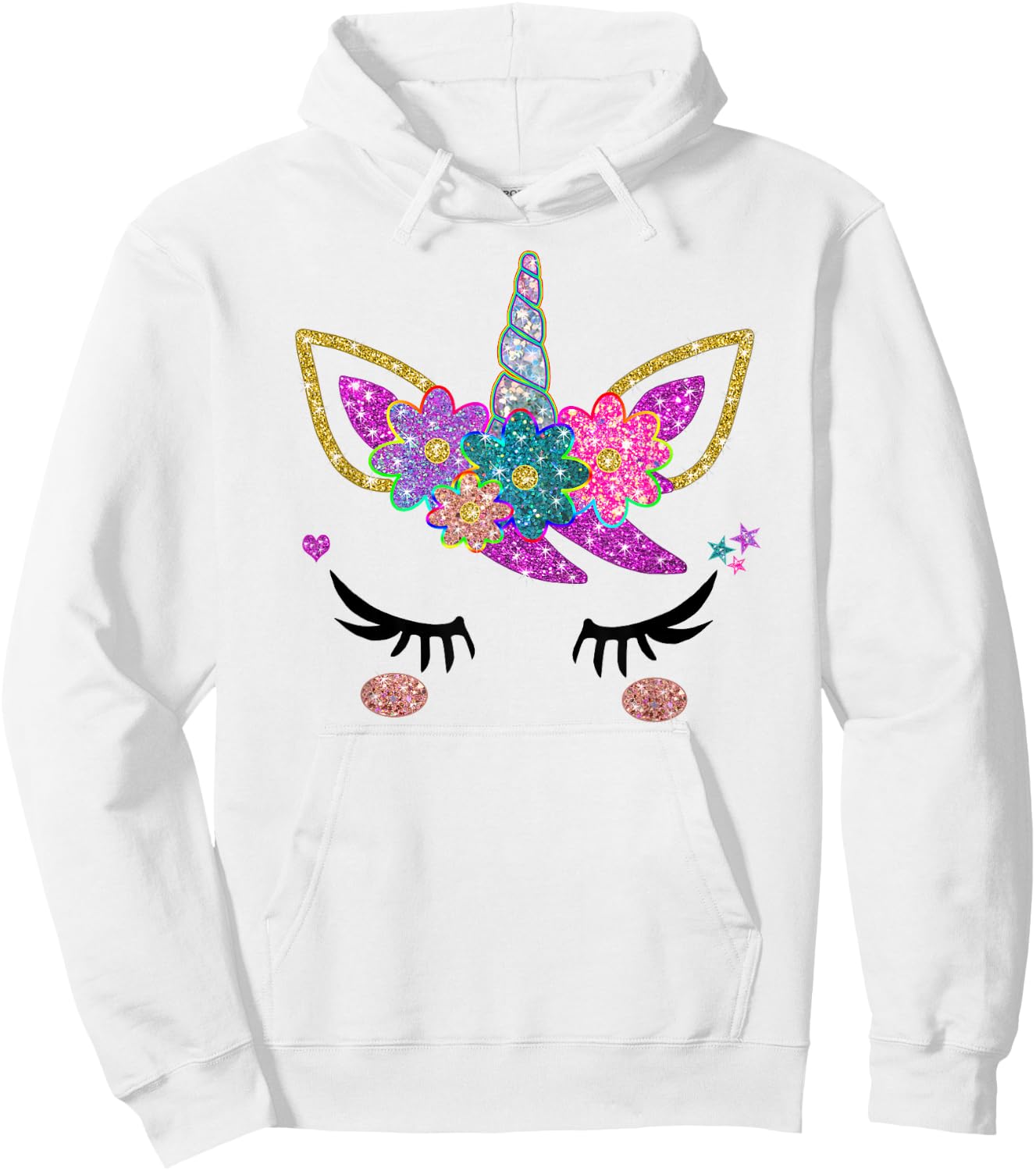 Rainbow Unicorn Face Shirt, Cute Unicorn Birthday Outfit Hoodie - Hoodie | White