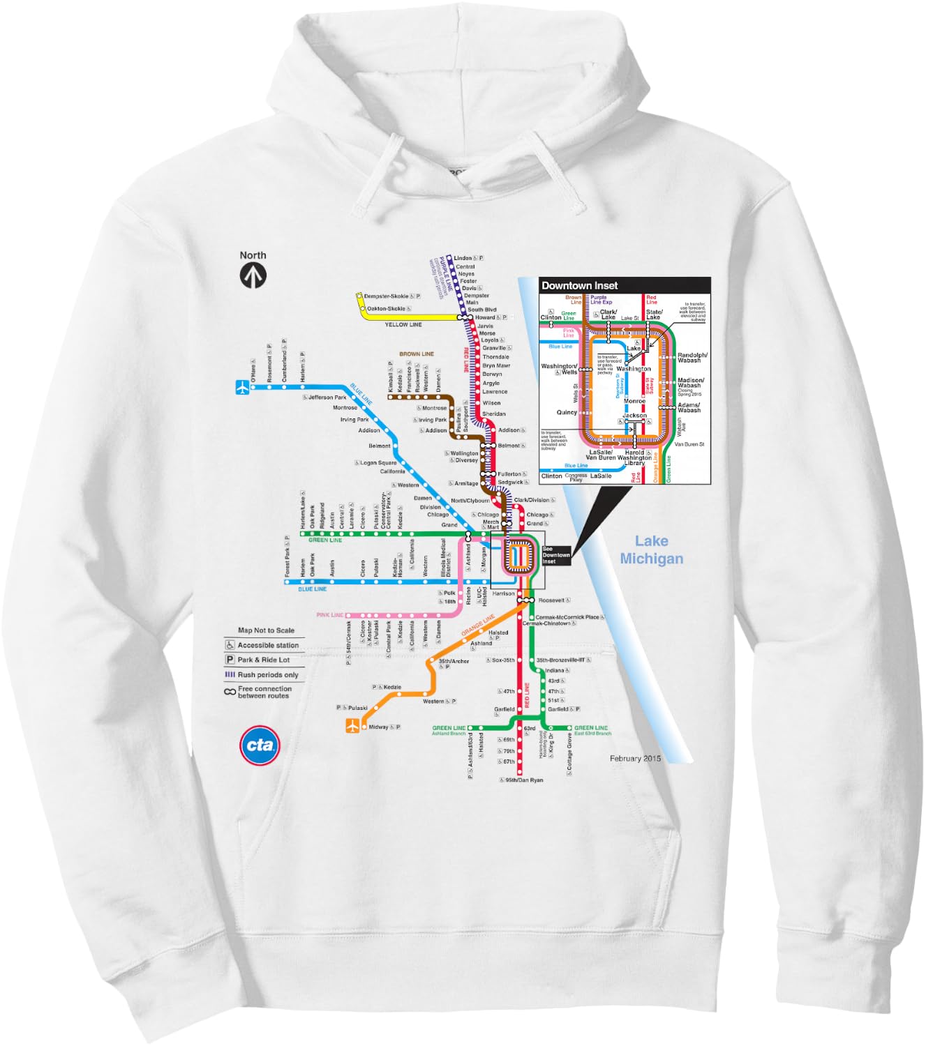 CTA Rail Map Hoodie - Hoodie | White