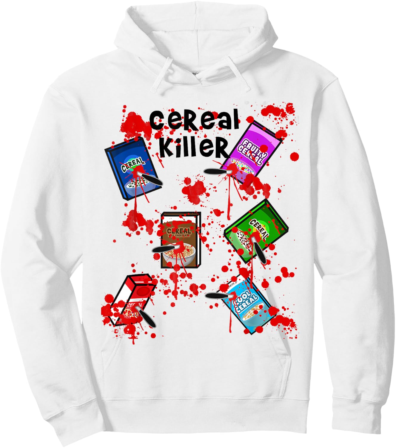 Cereal Killer Funny Easy Lazy Last Minute Halloween Costume Hoodie - Hoodie | White