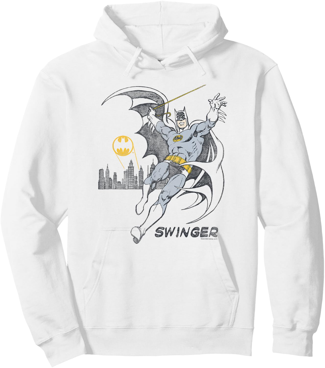 Batman Swinging T Shirt Hoodie - Hoodie | White