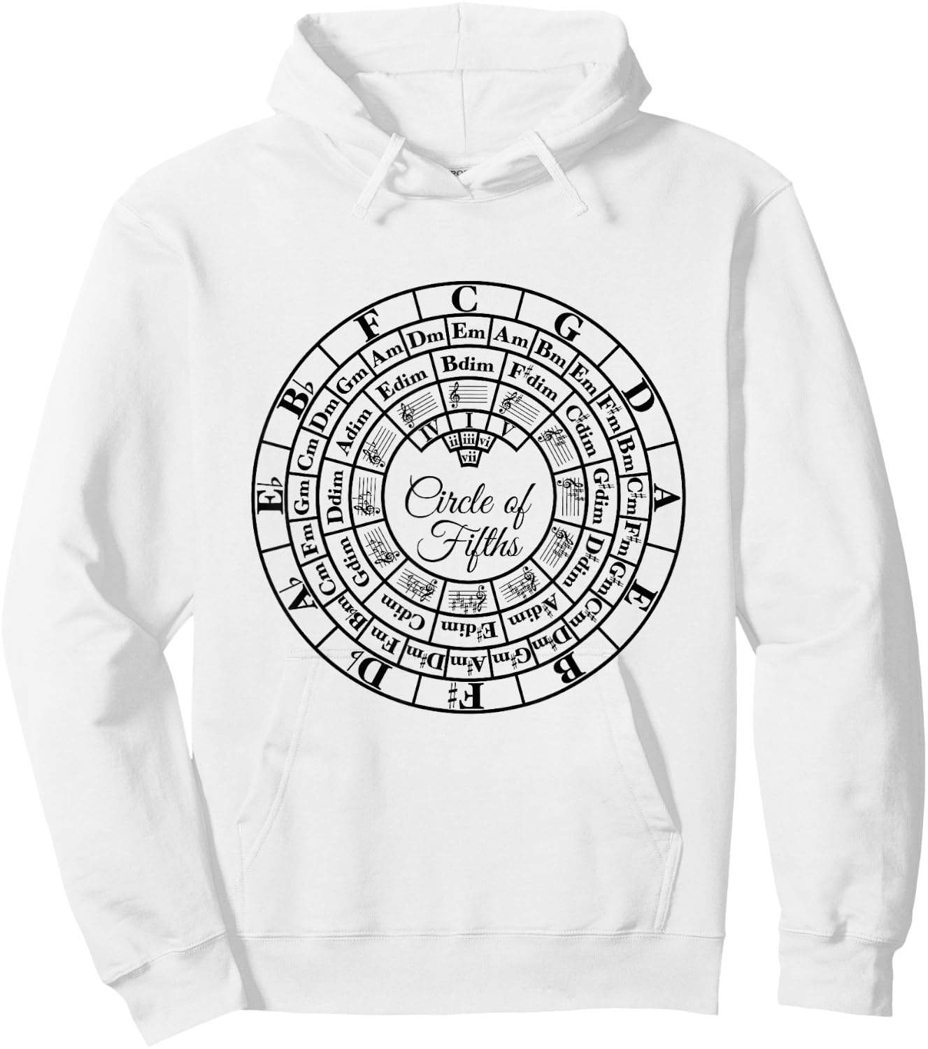 Unique Musician Gift Apparel Circle of Fifths Classical Harmony & Theory Chart Hoodie - Hoodie | White