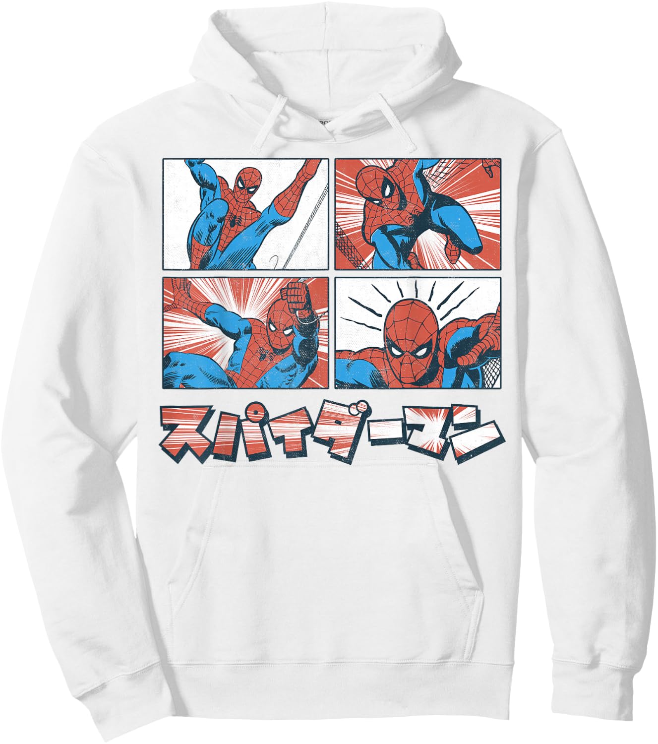 Marvel Spider-Man Kanji Comic Illustration Graphic Hoodie - Hoodie | White