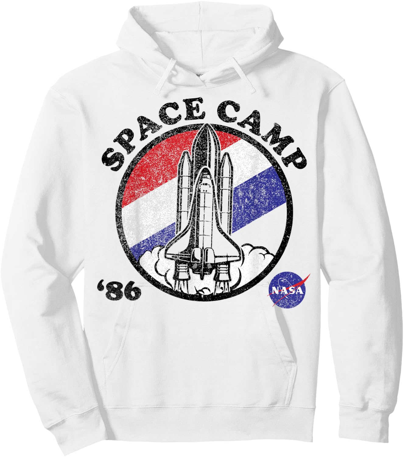 NASA Space Camp Red White Blue '86 Badge Hoodie - Hoodie | White