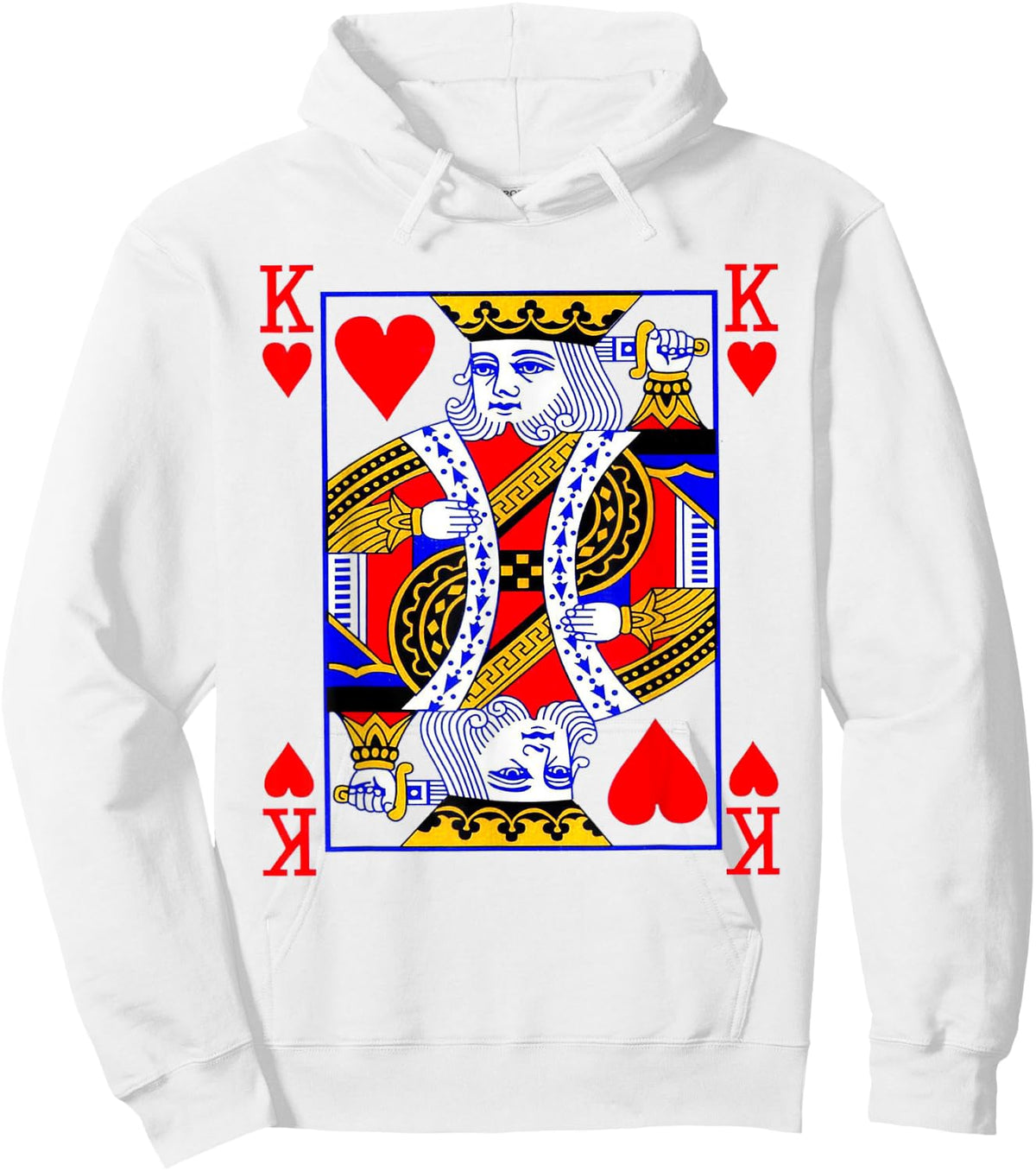 King of Hearts Playing Card Poker Card Costume Shirt Hoodie - Hoodie | White