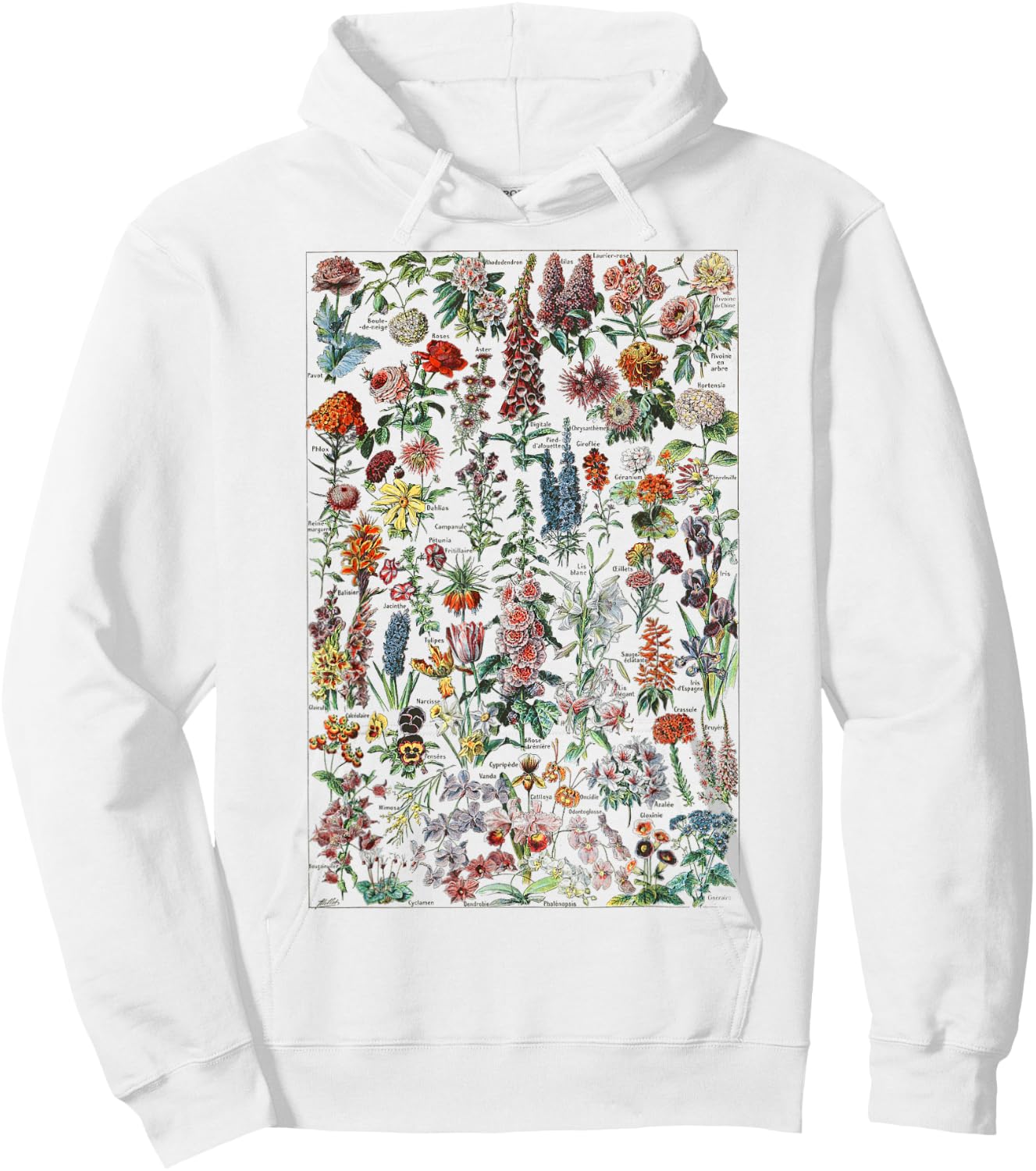 Vintage Flower Botanical Chart flower chart Hoodie - Hoodie | White