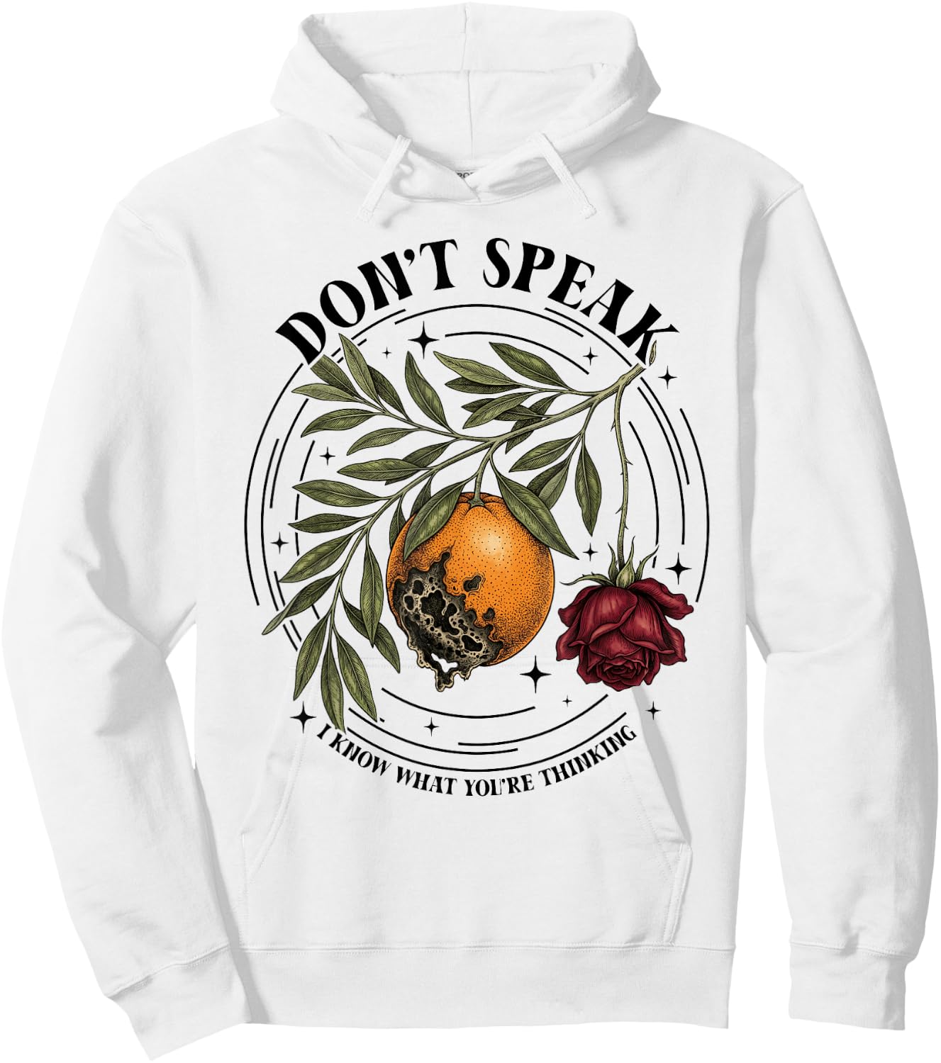 Don’t Speak I Know What You’re Thinking Vintage 90s Orange Hoodie - Hoodie | White