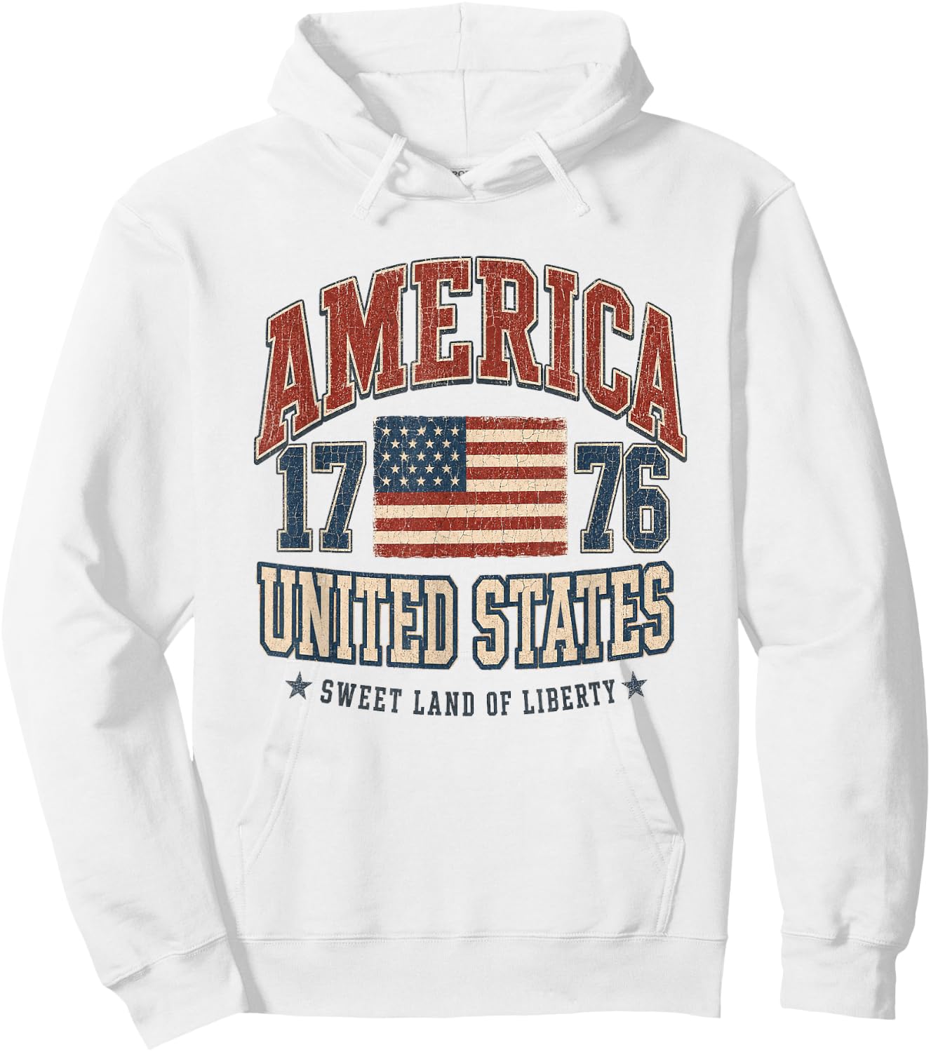 4th July America 1776 United States Patriotic Flag Vintage Hoodie - Hoodie | White