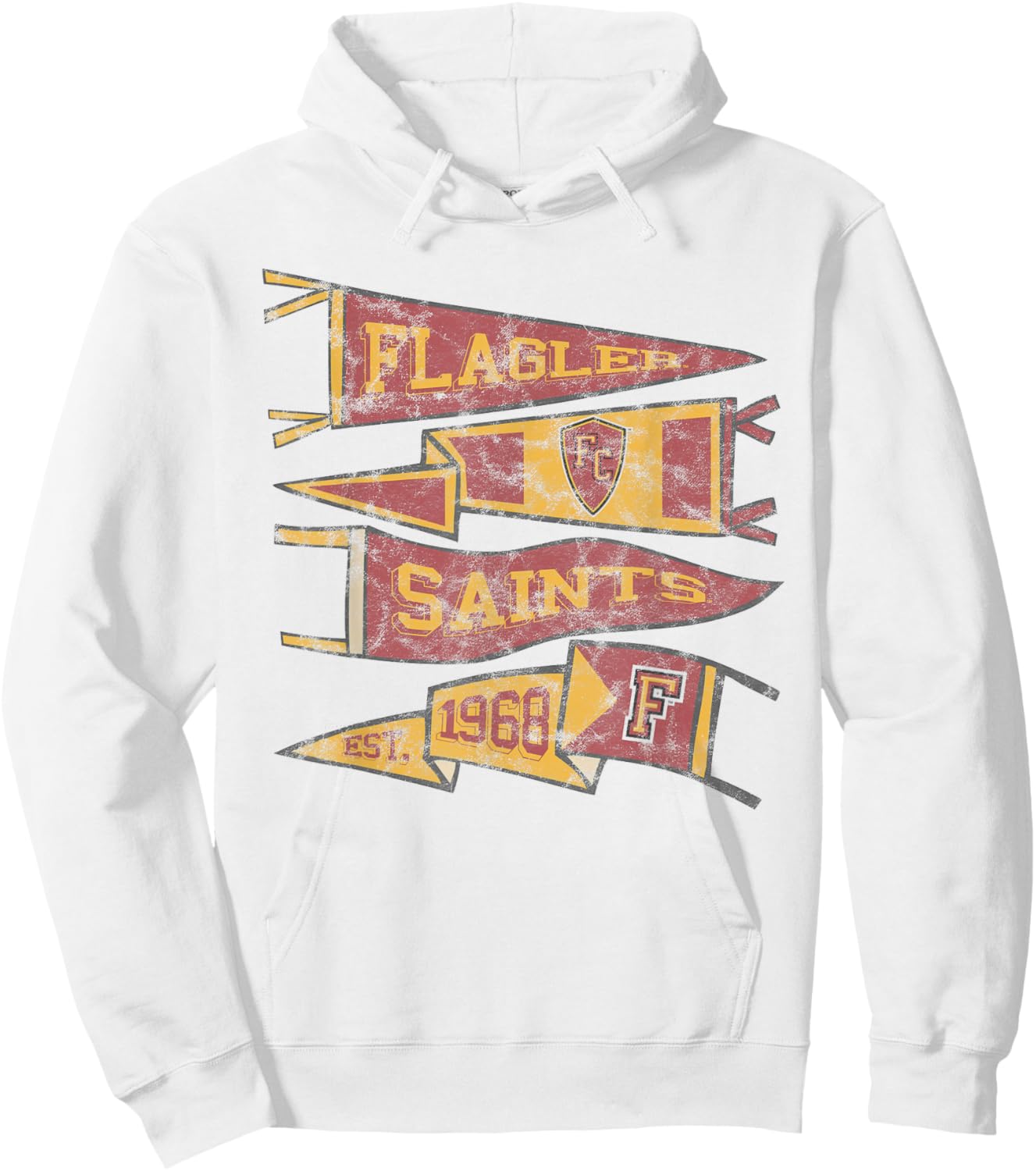 Flagler College Saints Distressed Pennants Hoodie - Hoodie | White