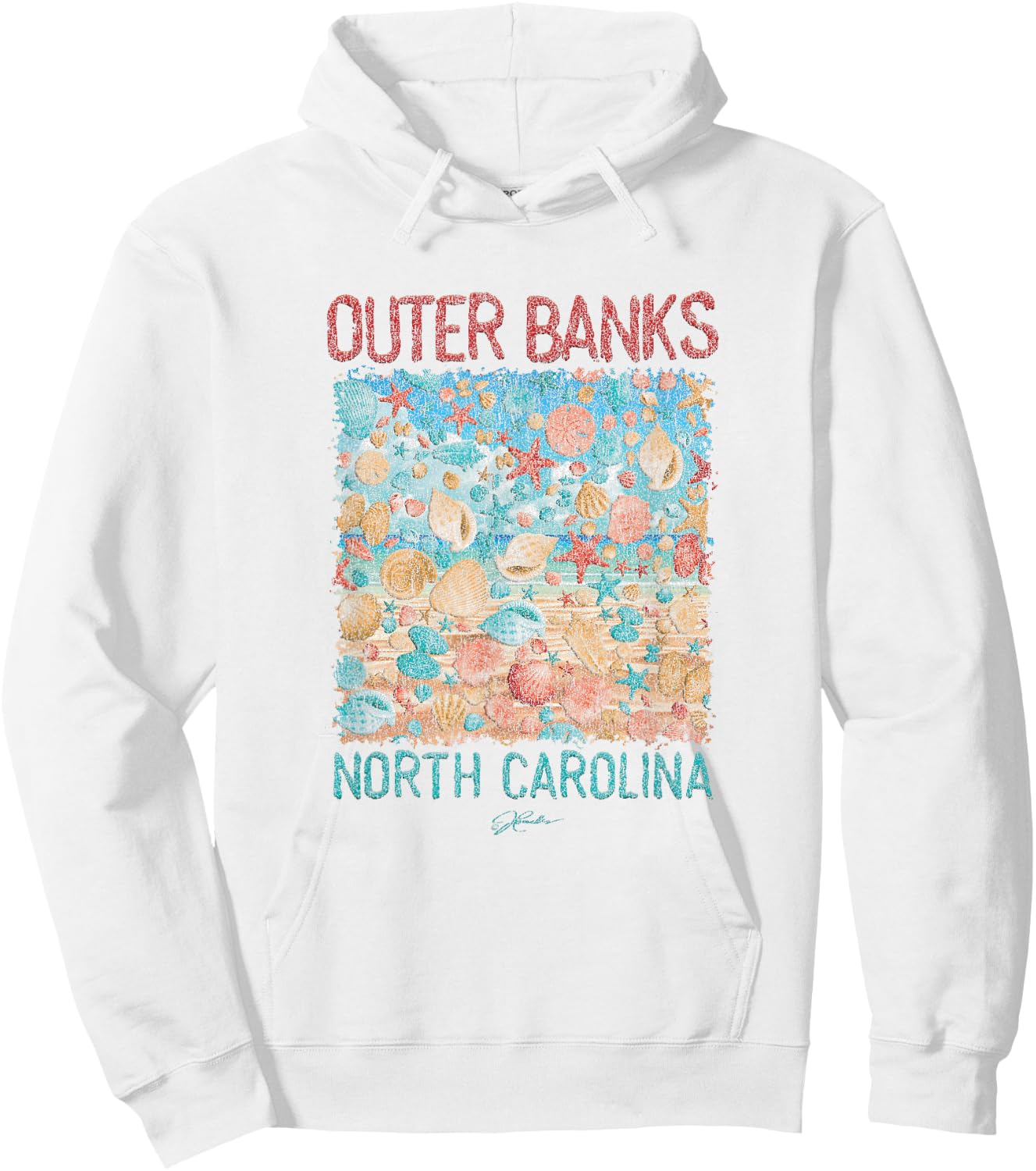 JCombs: Outer Banks, NC, Seashell Rain Hoodie - Hoodie | White