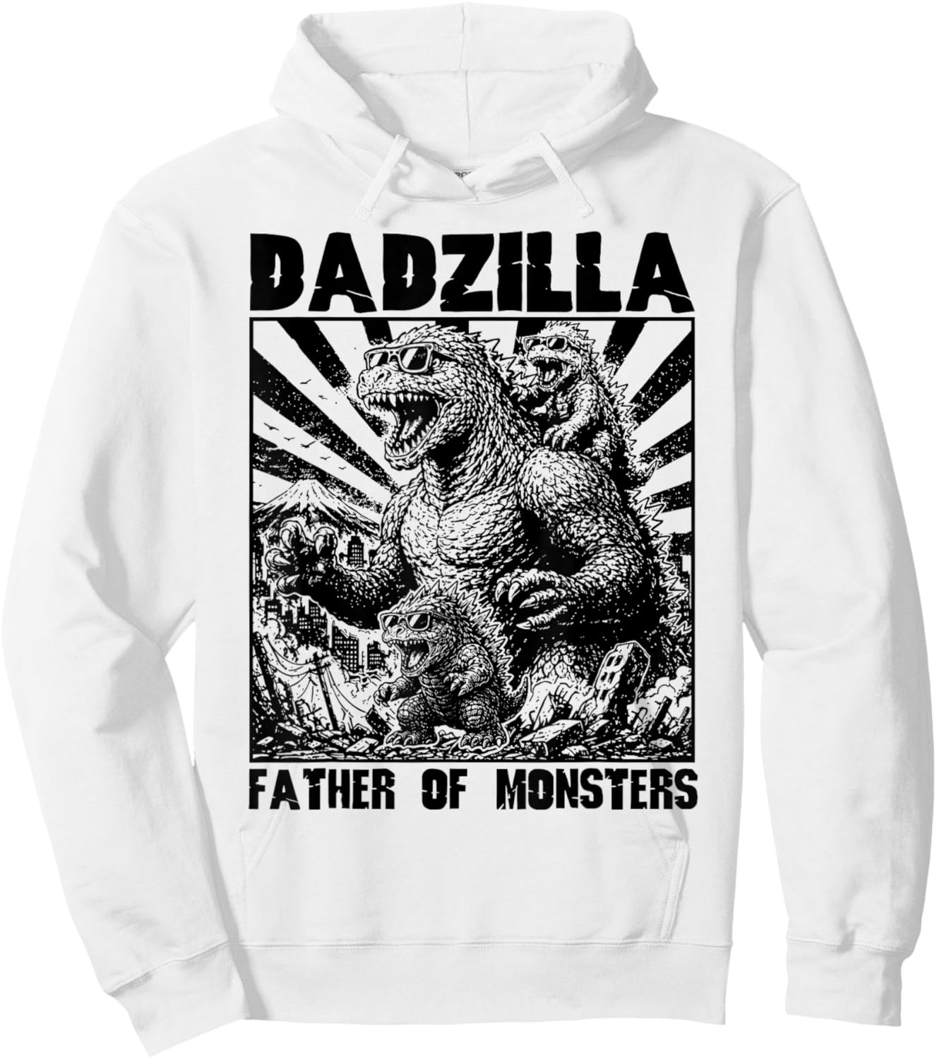 Dadzilla Father of Monsters Funny Dad Hoodie - Hoodie | White