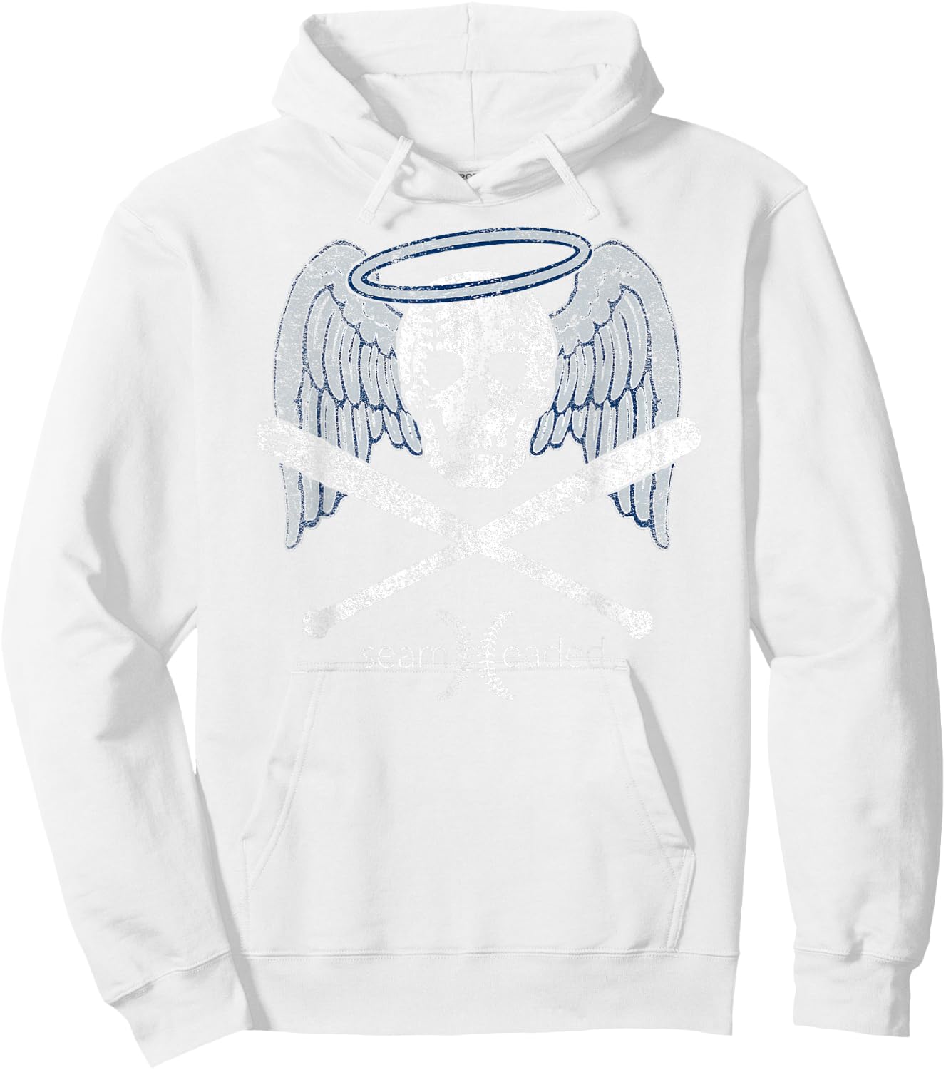 Vintage Angel Baseball Skull with Bats and Halo T Shirt Hoodie - Hoodie | White