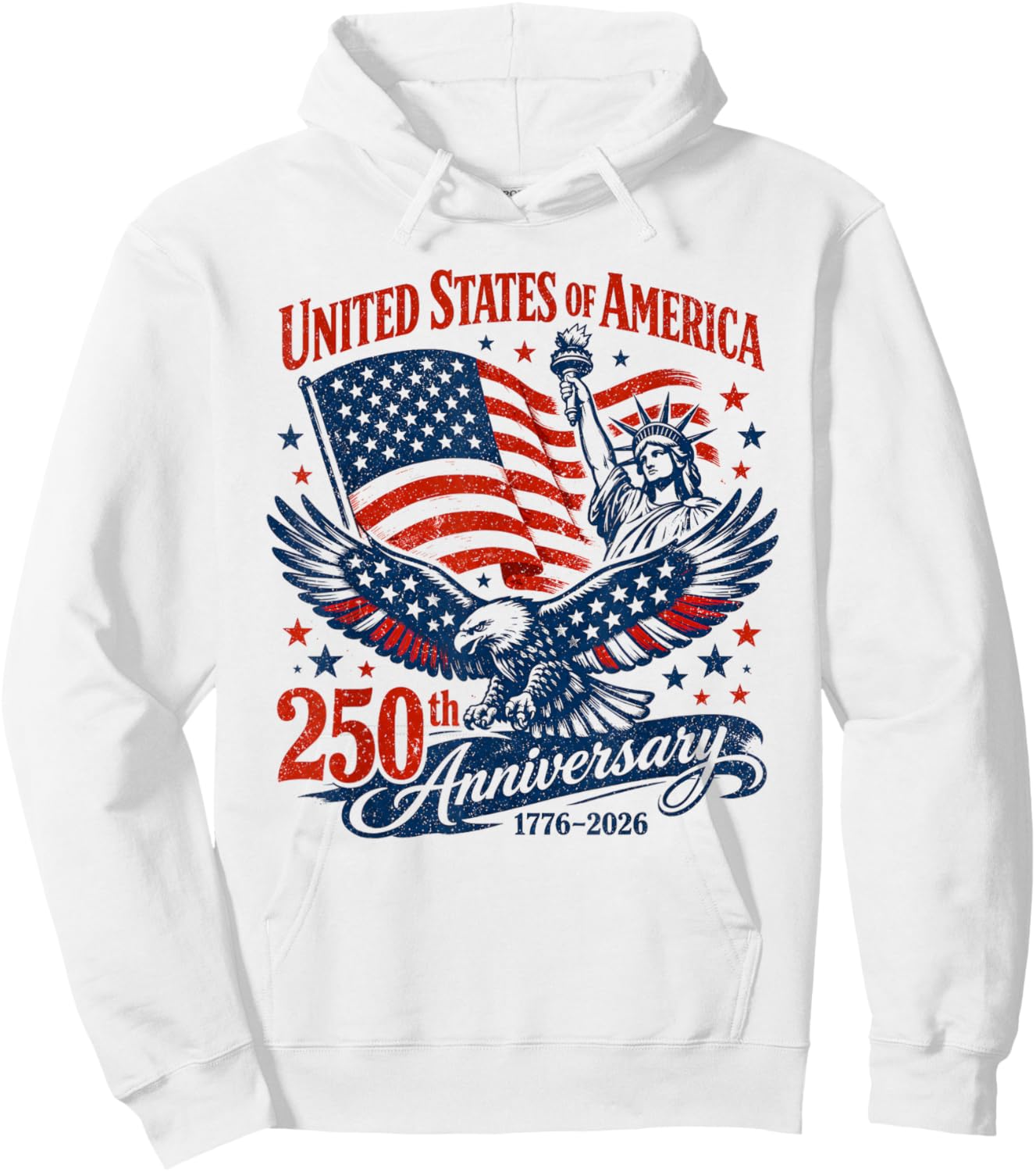USA 250 Years Anniversary Eagle American Flag 4th of July Hoodie - Hoodie | White