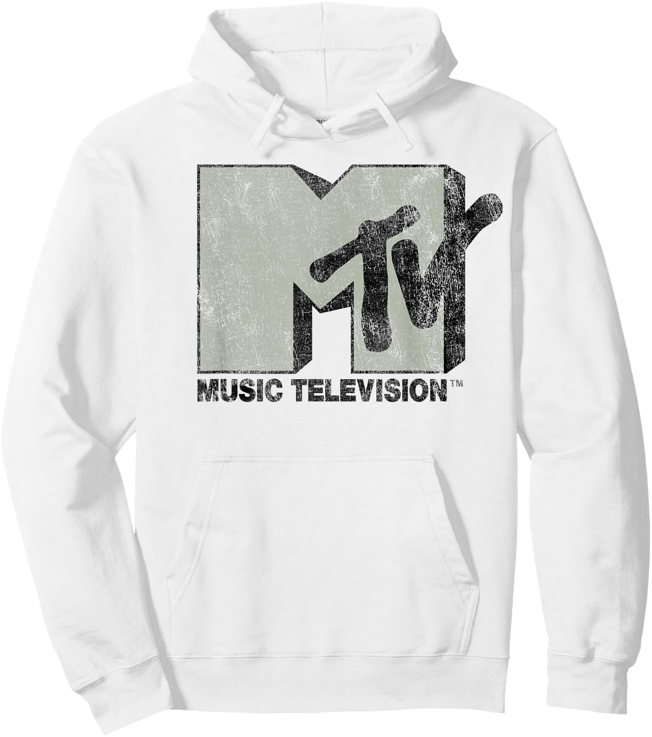 MTV Simple Distressed Music Television Logo Hoodie - Hoodie | White