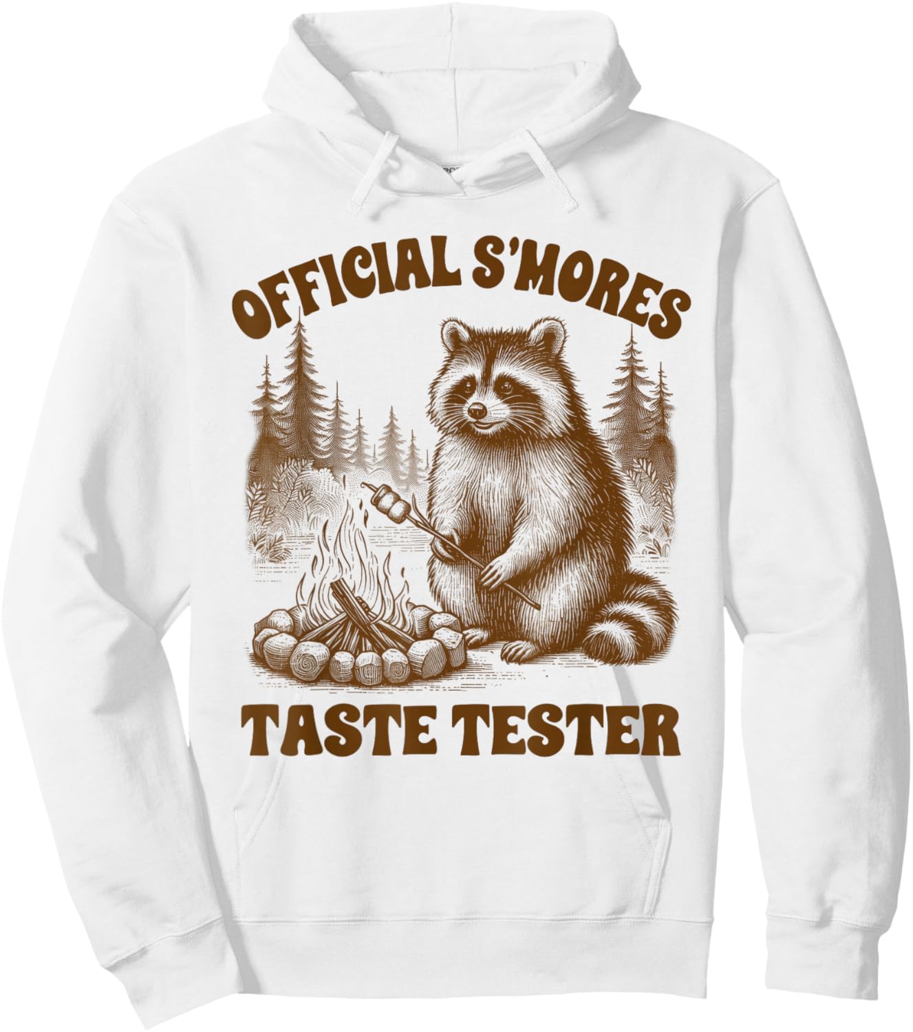 Camping Raccoon Hiking Official S'mores Taste Tester Outdoor Hoodie - Hoodie | White