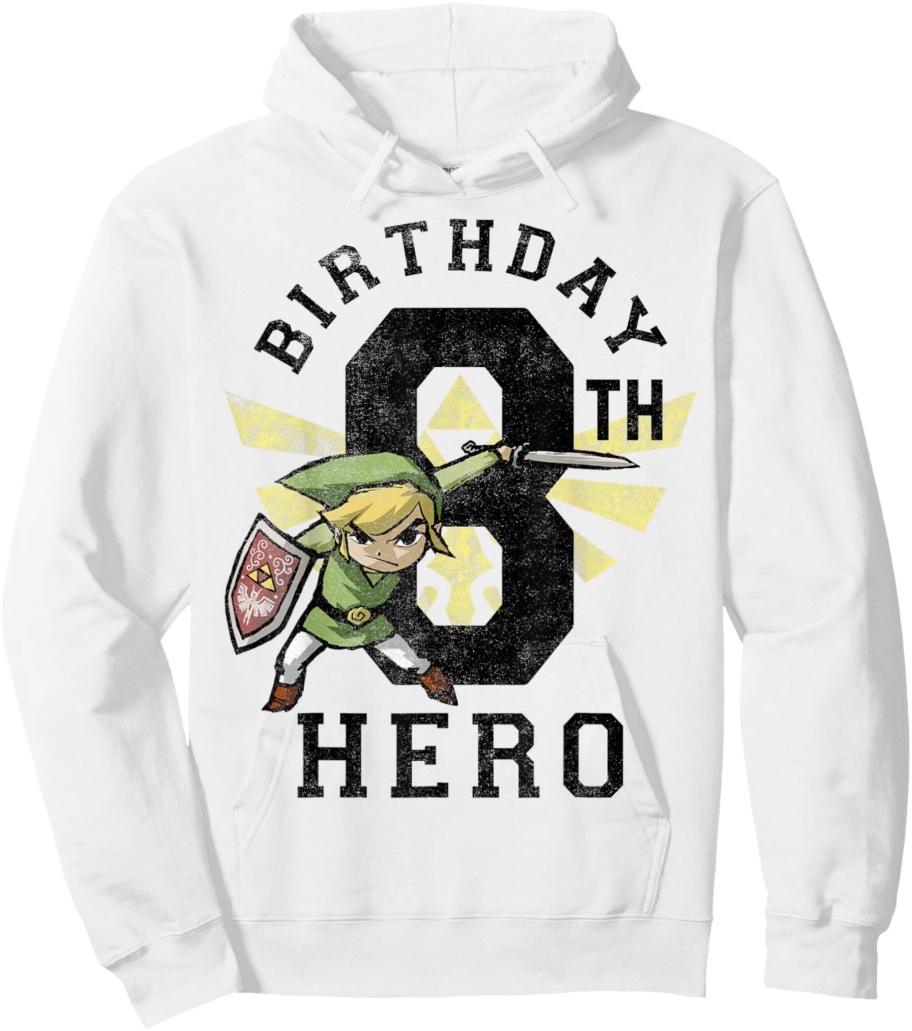 Legend Of Zelda Link 8th Birthday Hero Triforce Logo Hoodie - Hoodie | White