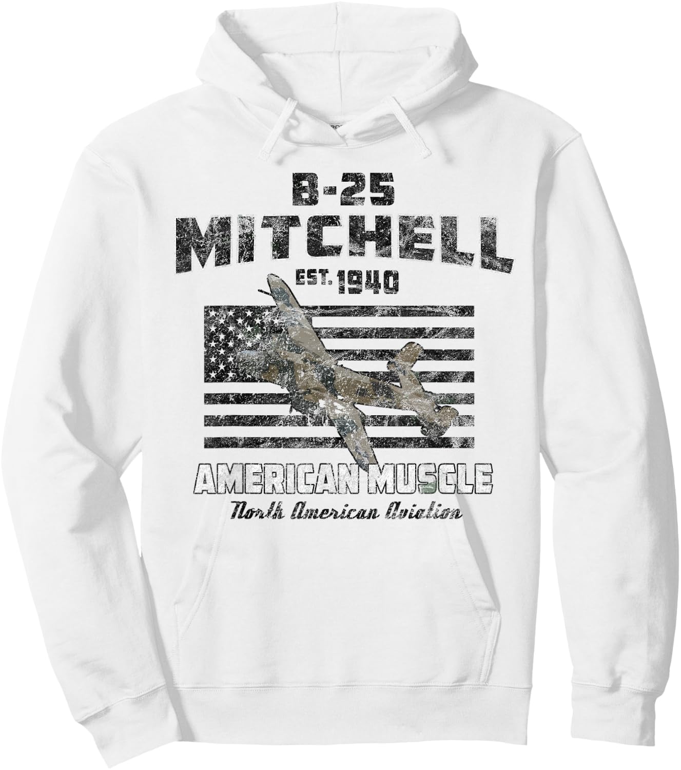 B-25 Mitchell WWII Bomber American Muscle Vintage Hoodie - Hoodie | White