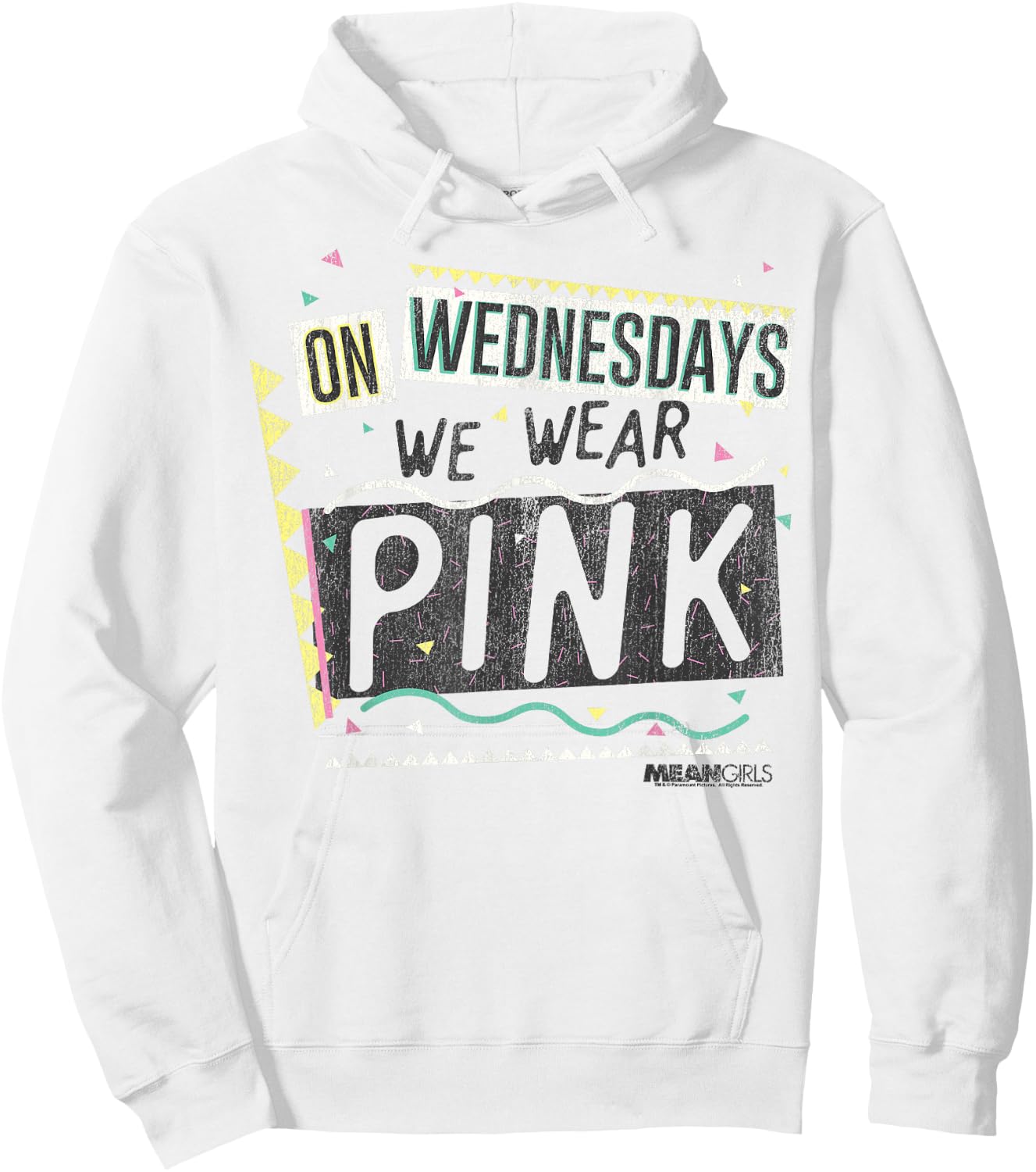 Mean Girls On Wednesdays We Wear Pink Graphic Hoodie - Hoodie | White
