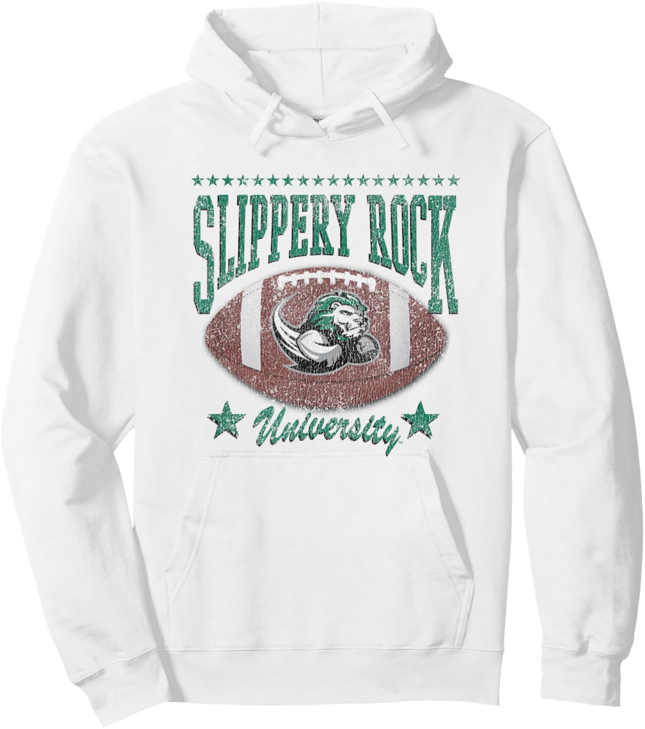Slippery Rock The Rock Football Vintage Stars Gray Hoodie - Hoodie | White