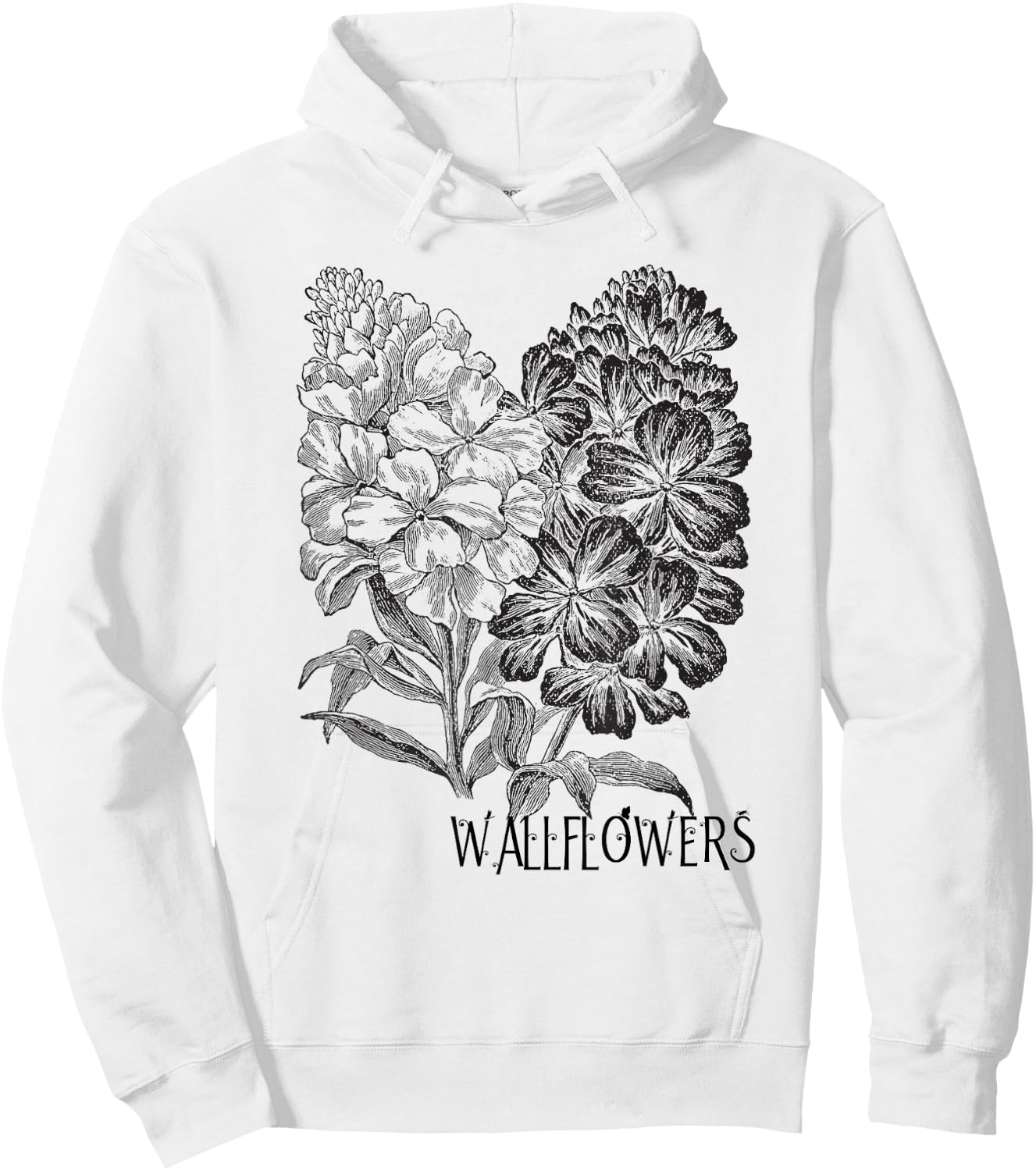 Wallflowers T Shirt Retro Antique Print Classic Bouquet Hoodie - Hoodie | White