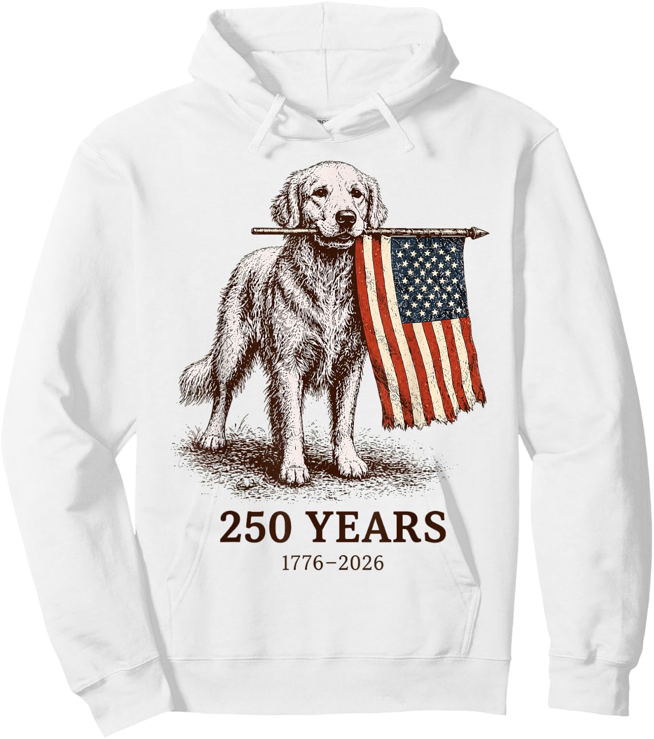 Golden Retriever 250 Years America Patriotic USA 1776-2026 Hoodie - Hoodie | White