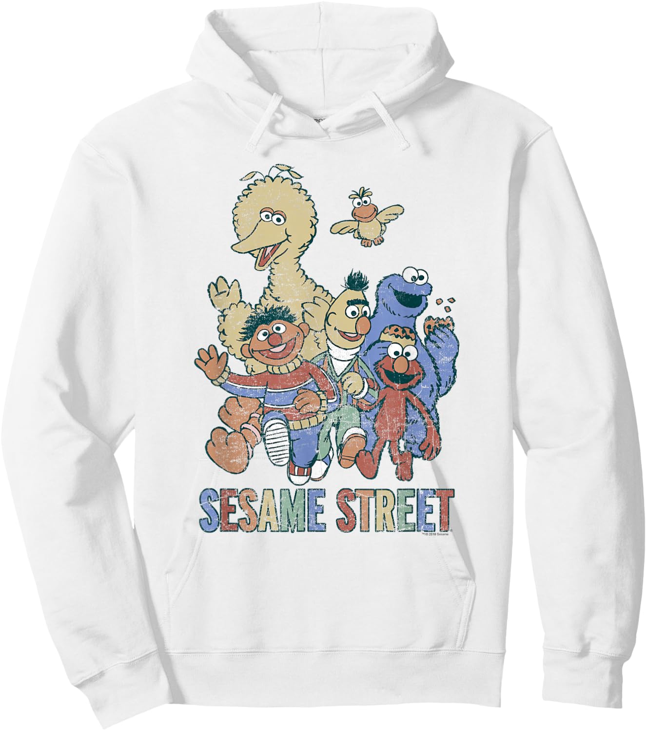 Sesame Street Colorful Group Hoodie - Hoodie | White