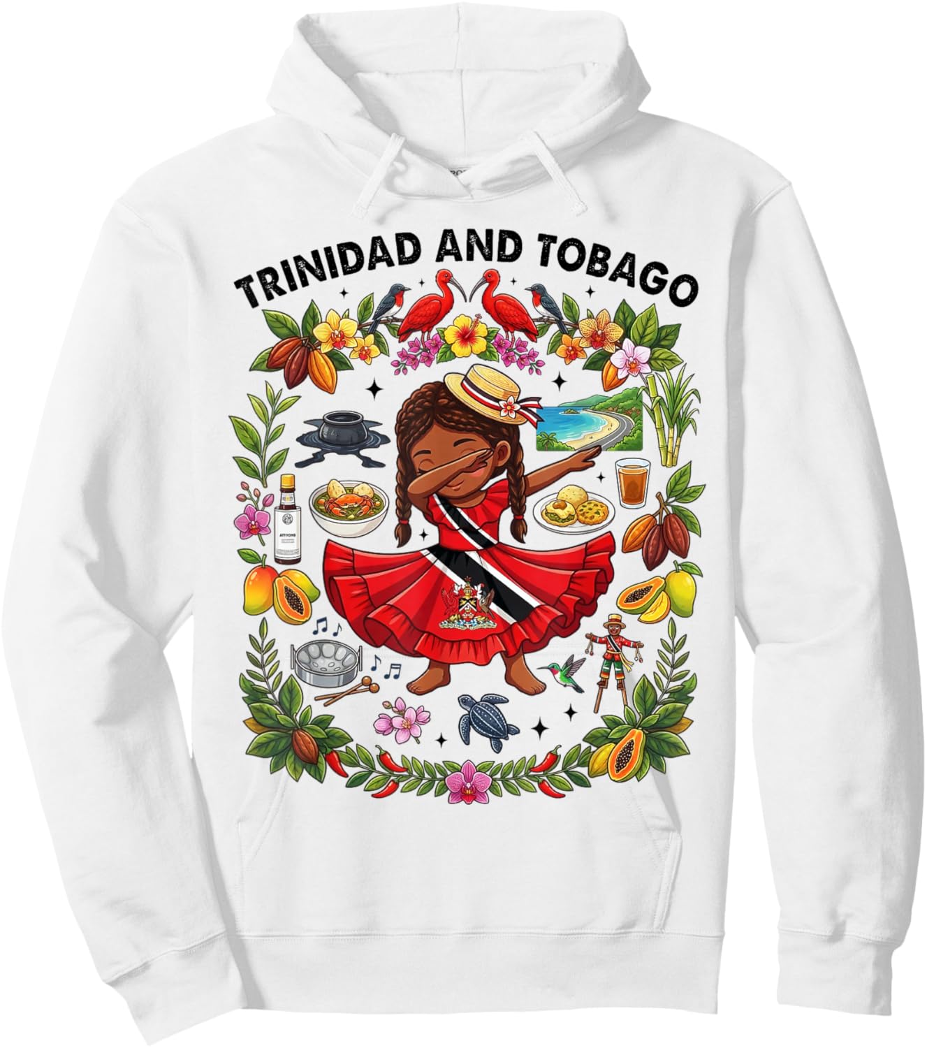 Dabbing Trinidad and Tobago Girl Flag Dress Steelpan Pride Hoodie - Hoodie | White